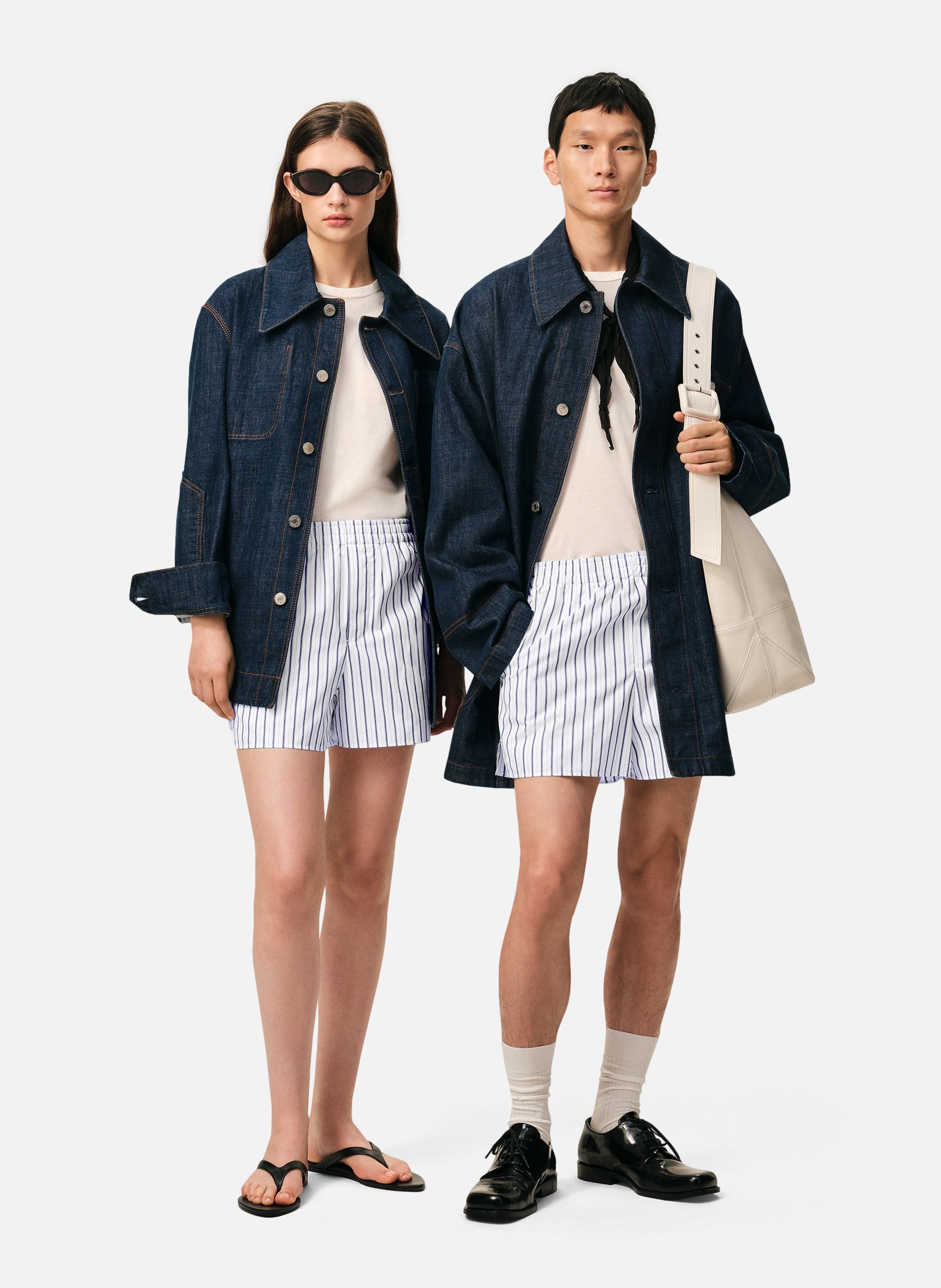 Short court elastiqué unisexe en coton AMI PARIS Blanc