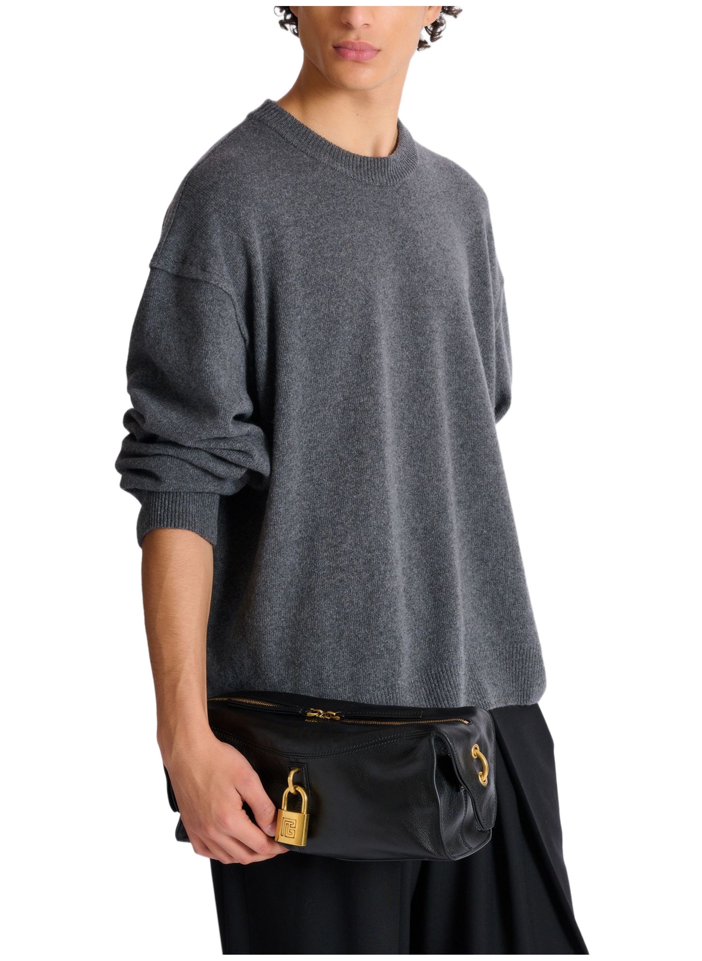 Sac bandoulière pulse en cuir de veau BALMAIN Noir