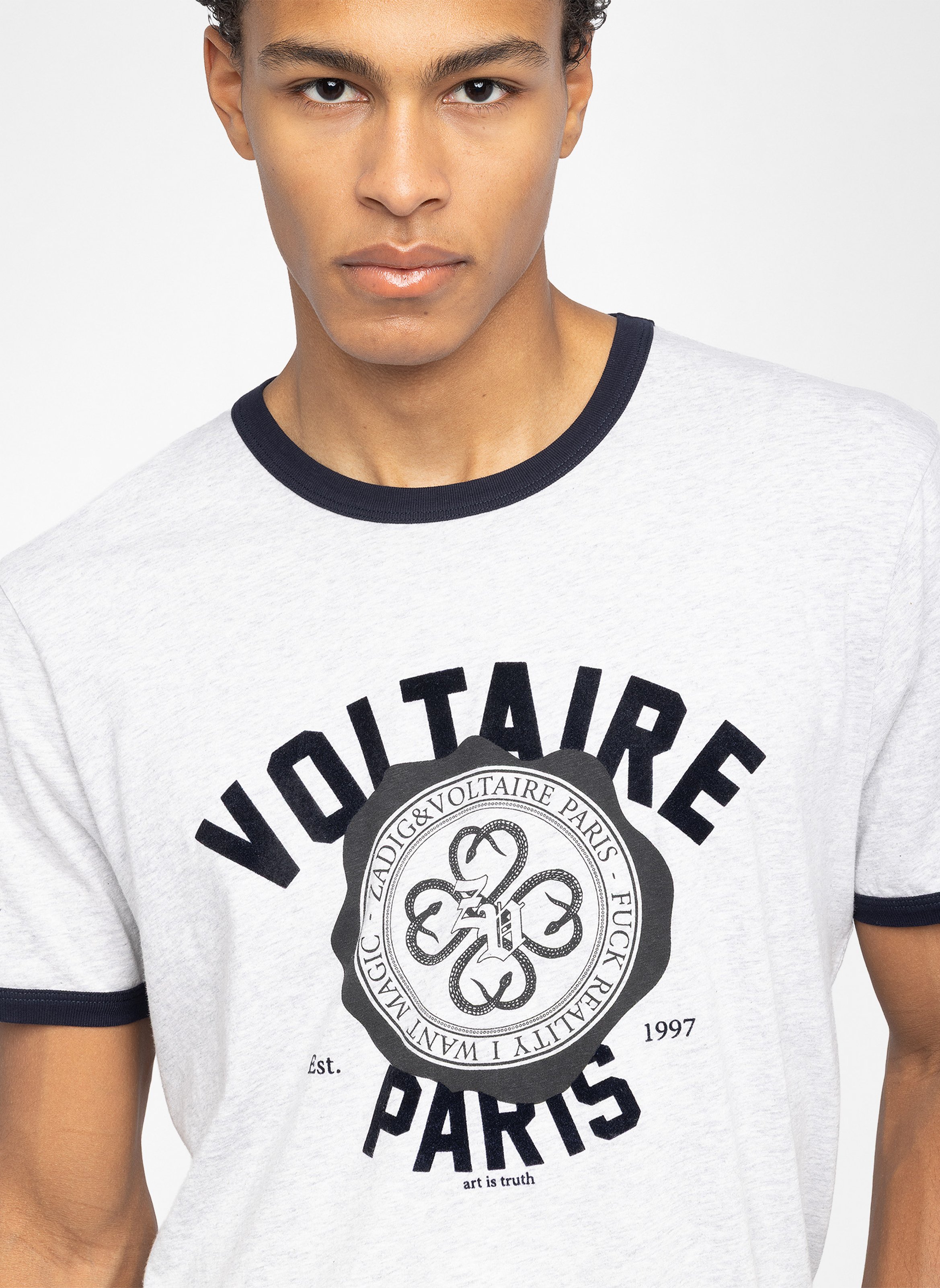 Tee-shirt col rond en coton woody ZADIG&VOLTAIRE Gris