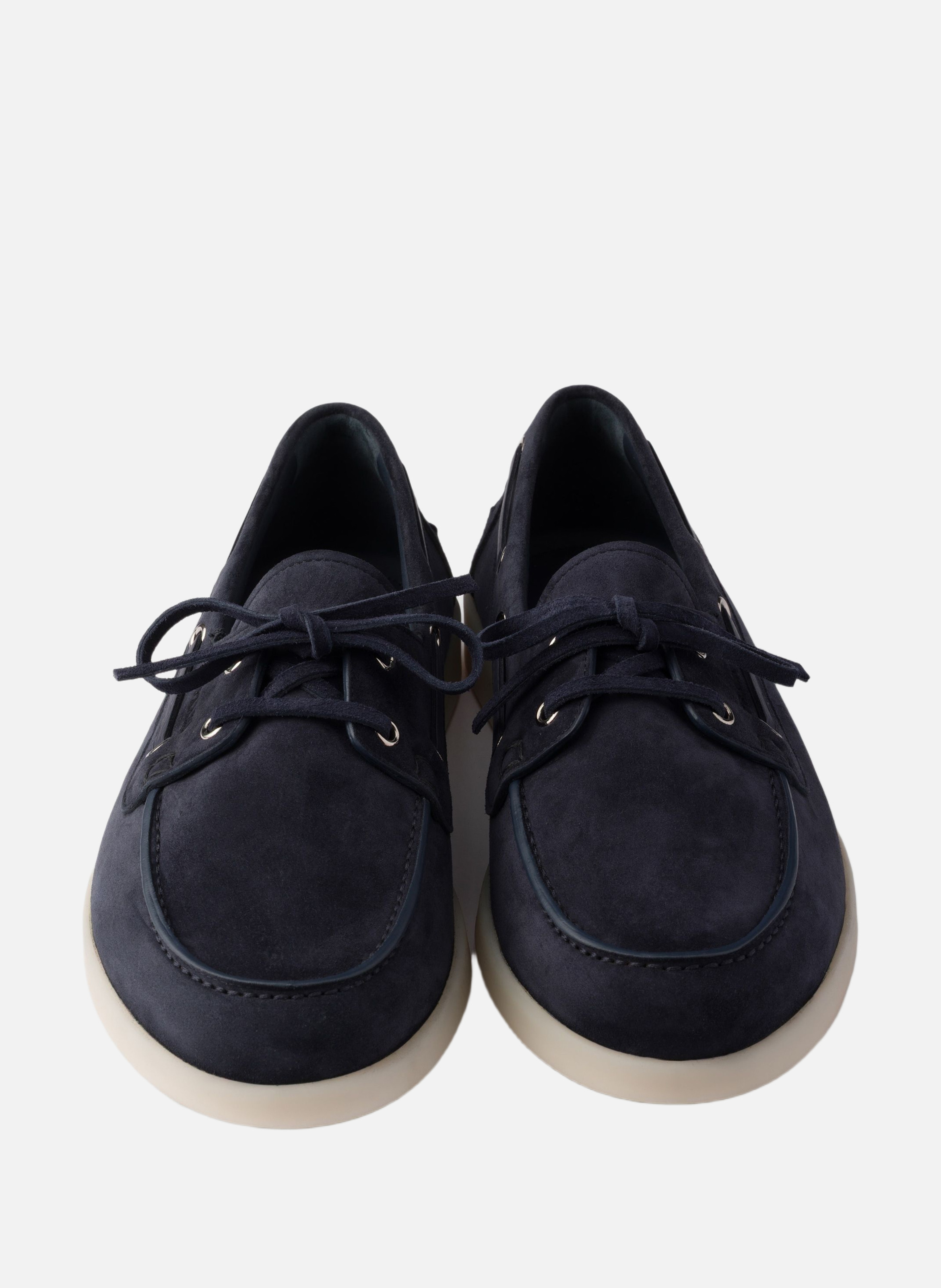 Souliers bateau en veau velours avec lacets PRADA Bleu