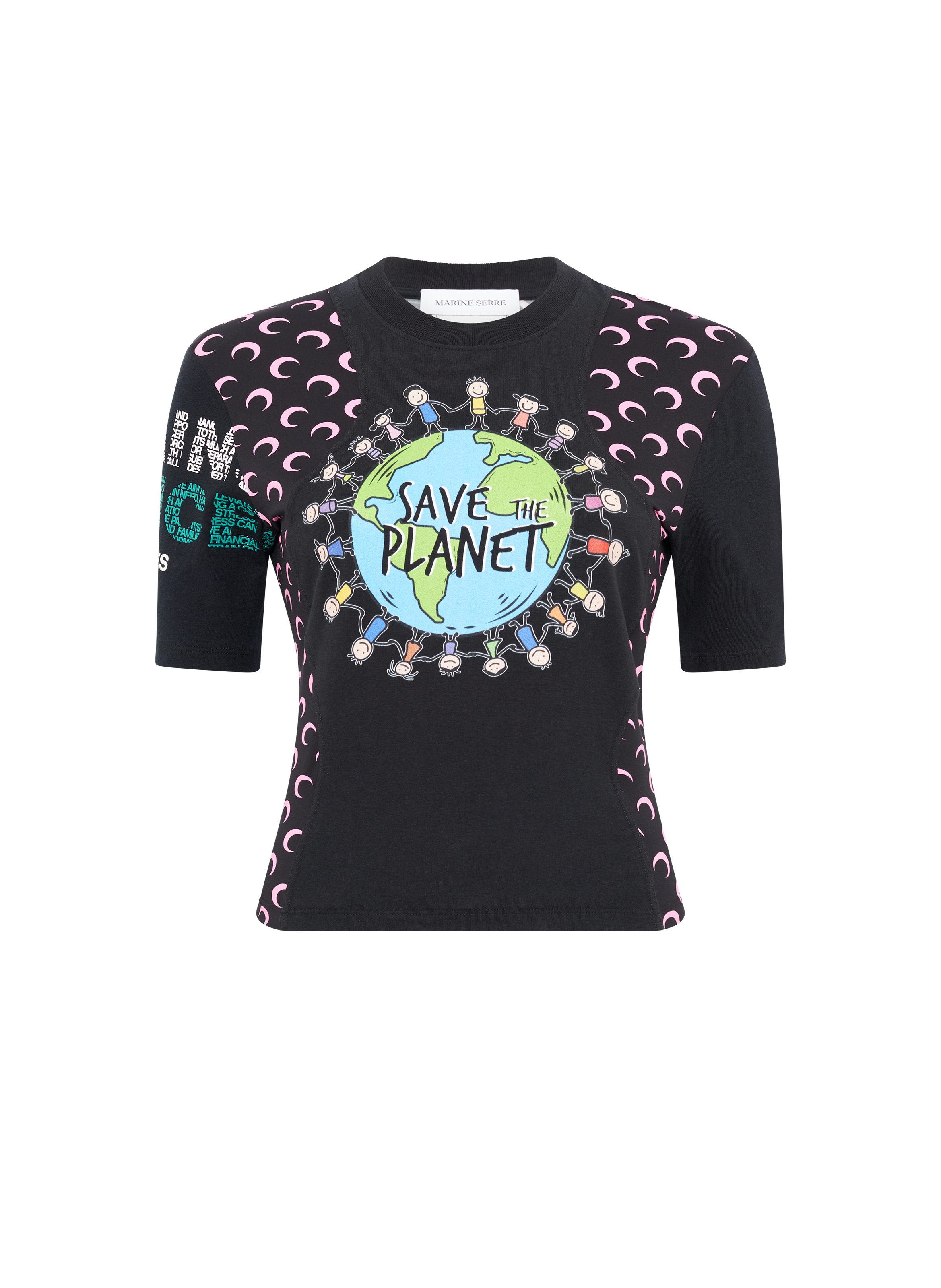 T-shirt regenerated graphique en jersey coupe baby MARINE SERRE Noir