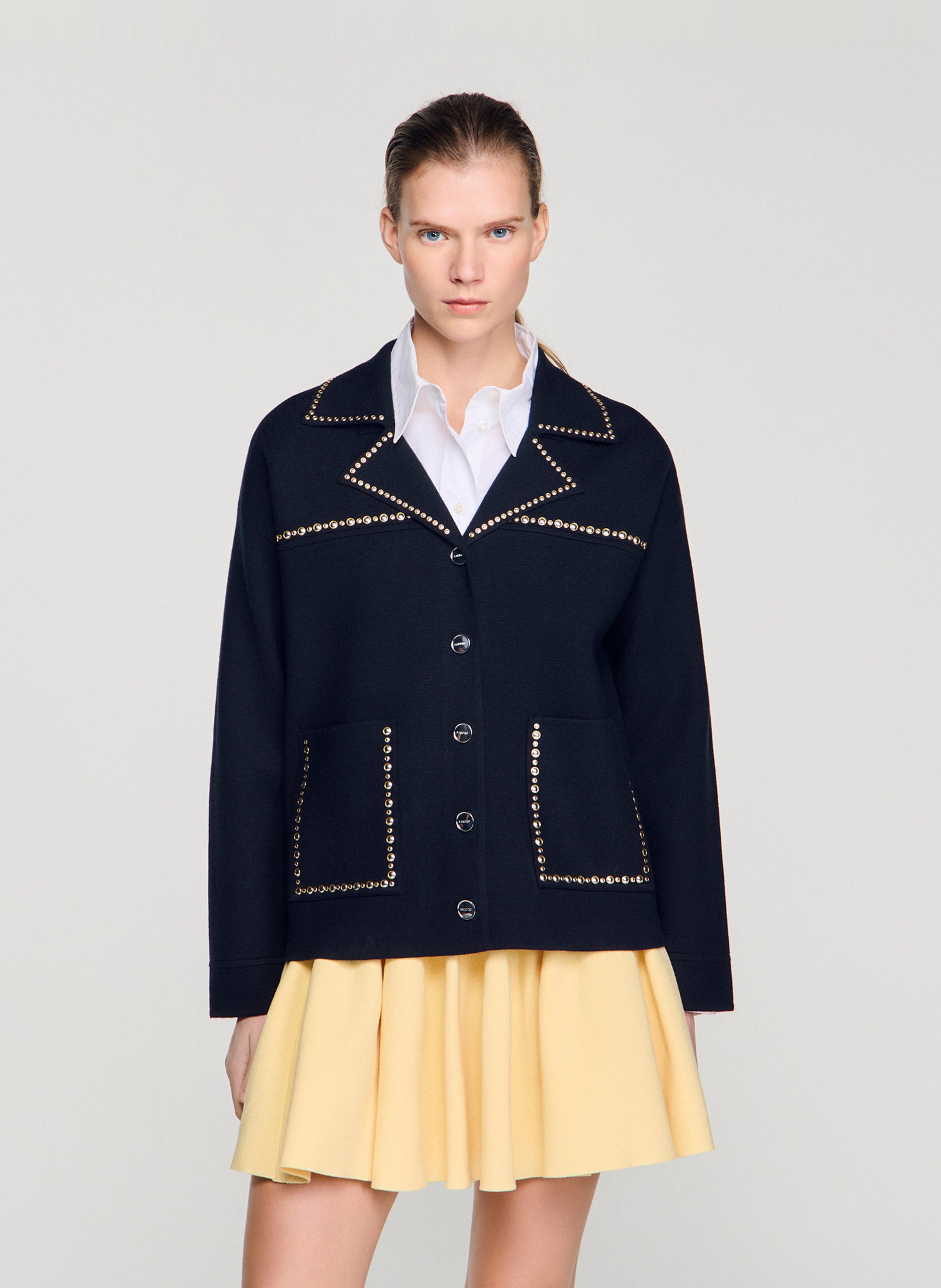 Cardigan oversize col tailleur SANDRO Bleu