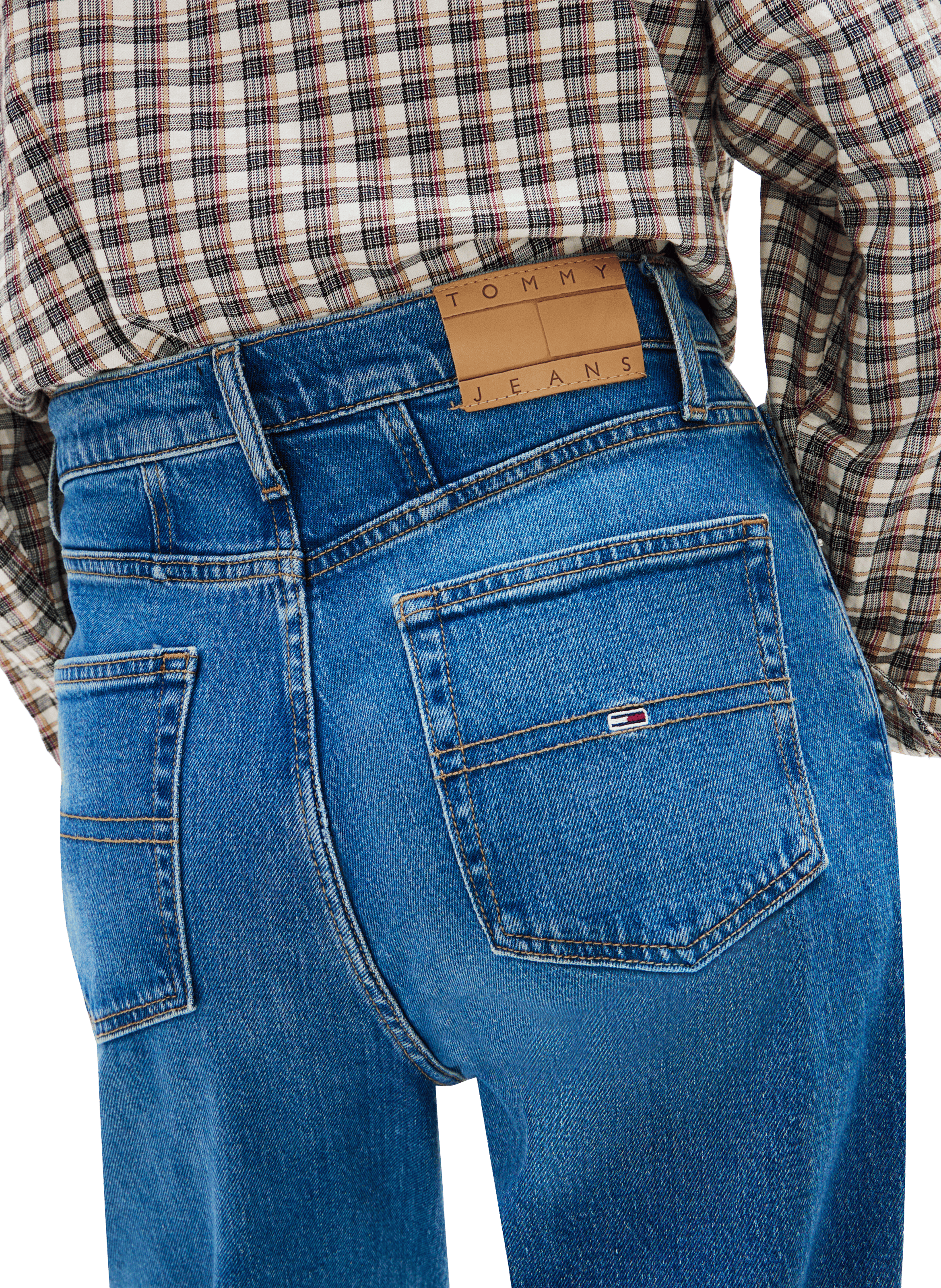 Jean droit en coton TOMMY HILFIGER Bleu