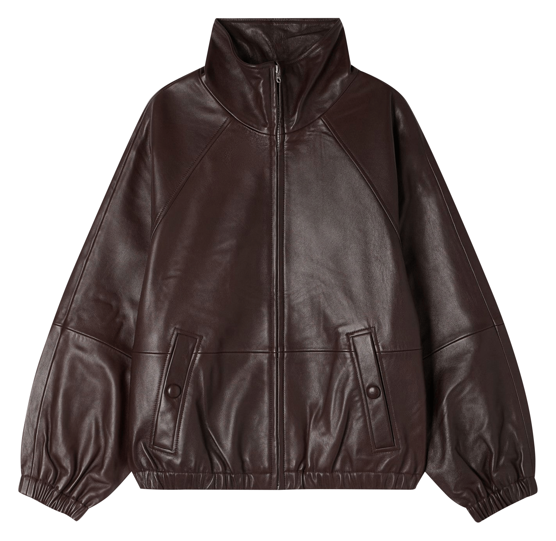 Veste col montant en cuir SANDRO Marron