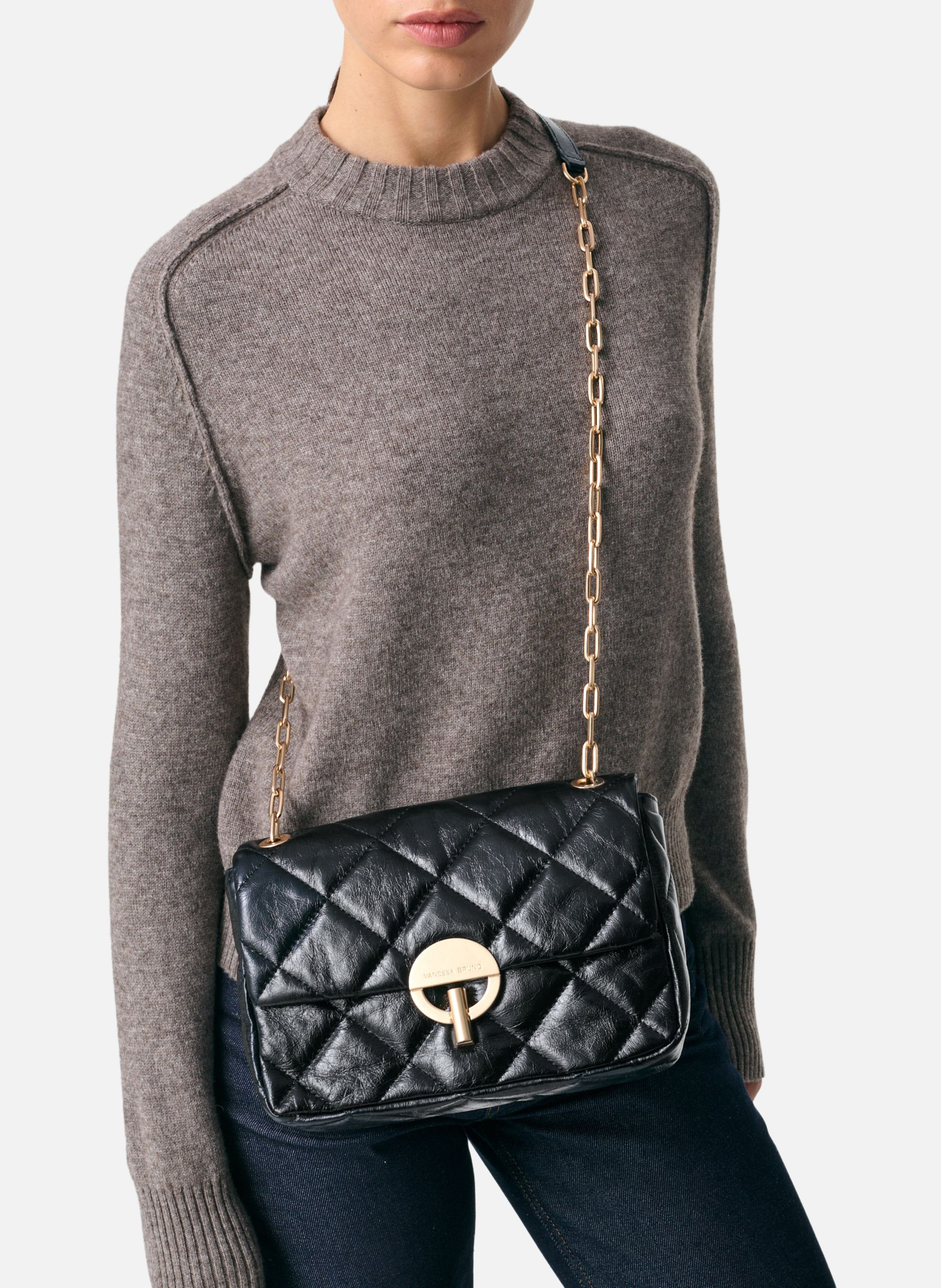 Grand sac moon en cuir  Noir