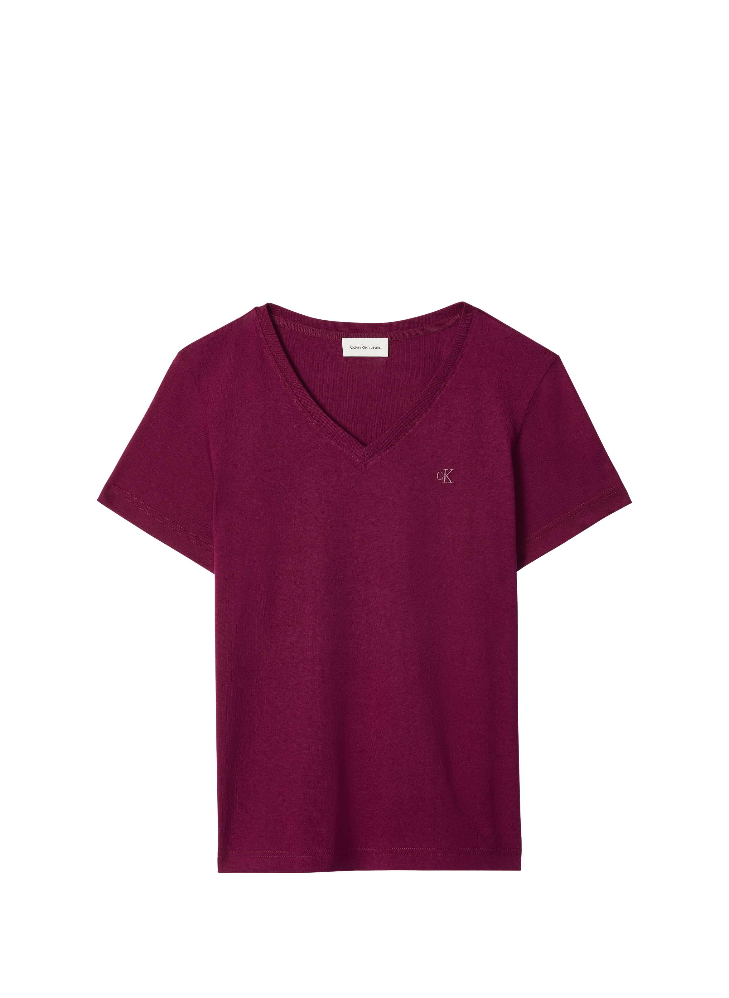 T-shirt droit col V en coton CALVIN KLEIN Rose