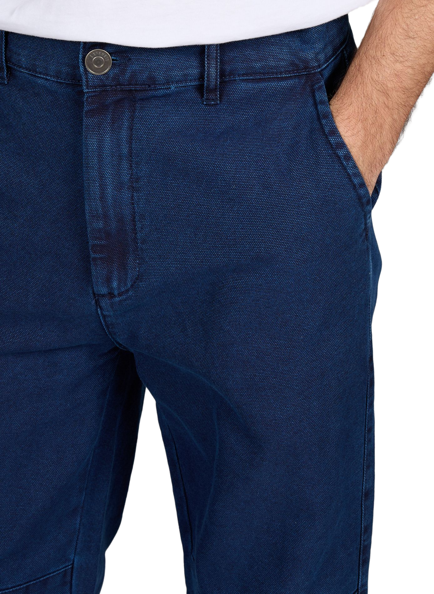 High-waisted solid cotton trousers LAFAURIE Blue