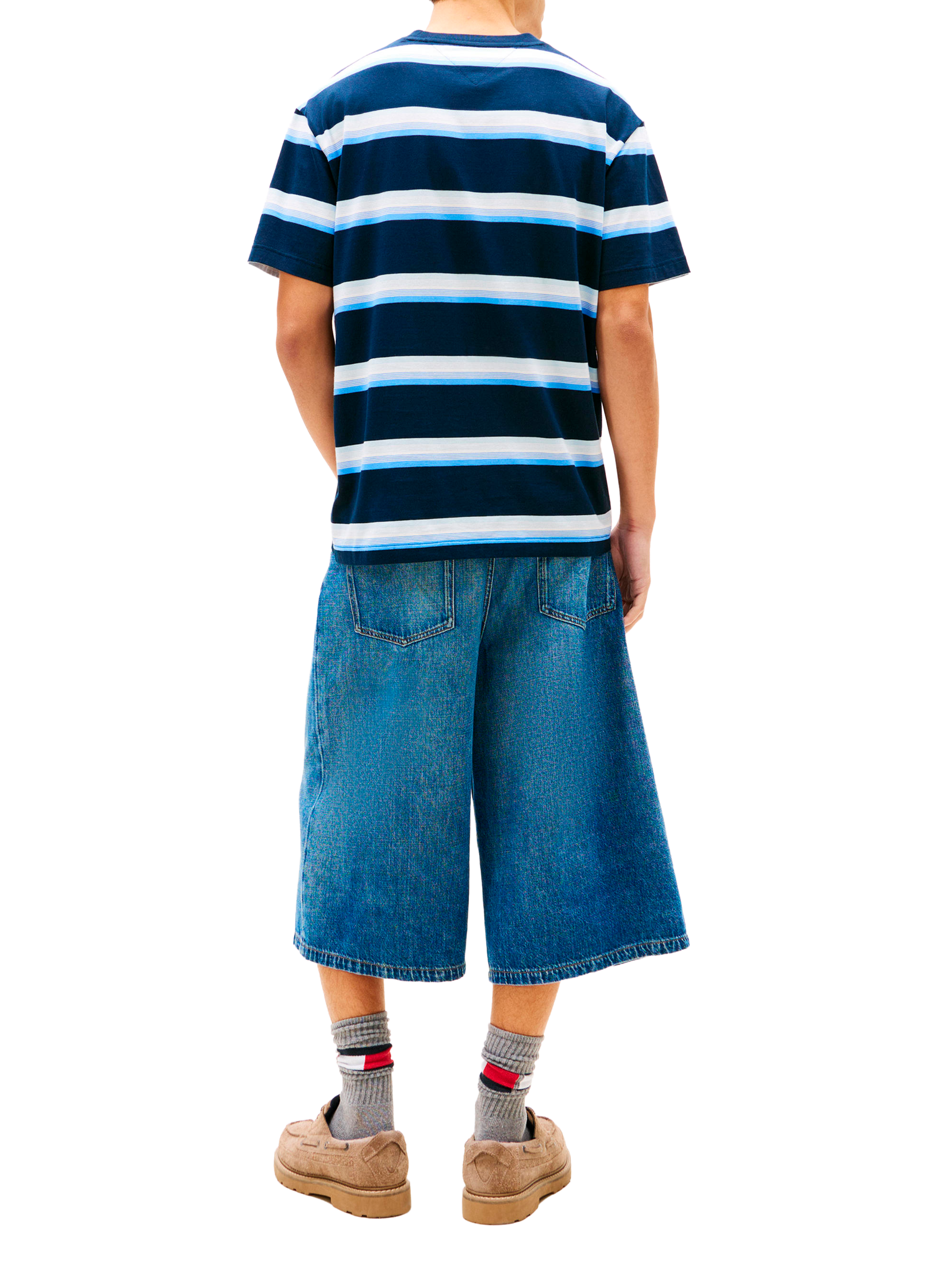 T-shirt droit rayé en coton TOMMY HILFIGER Multicolore