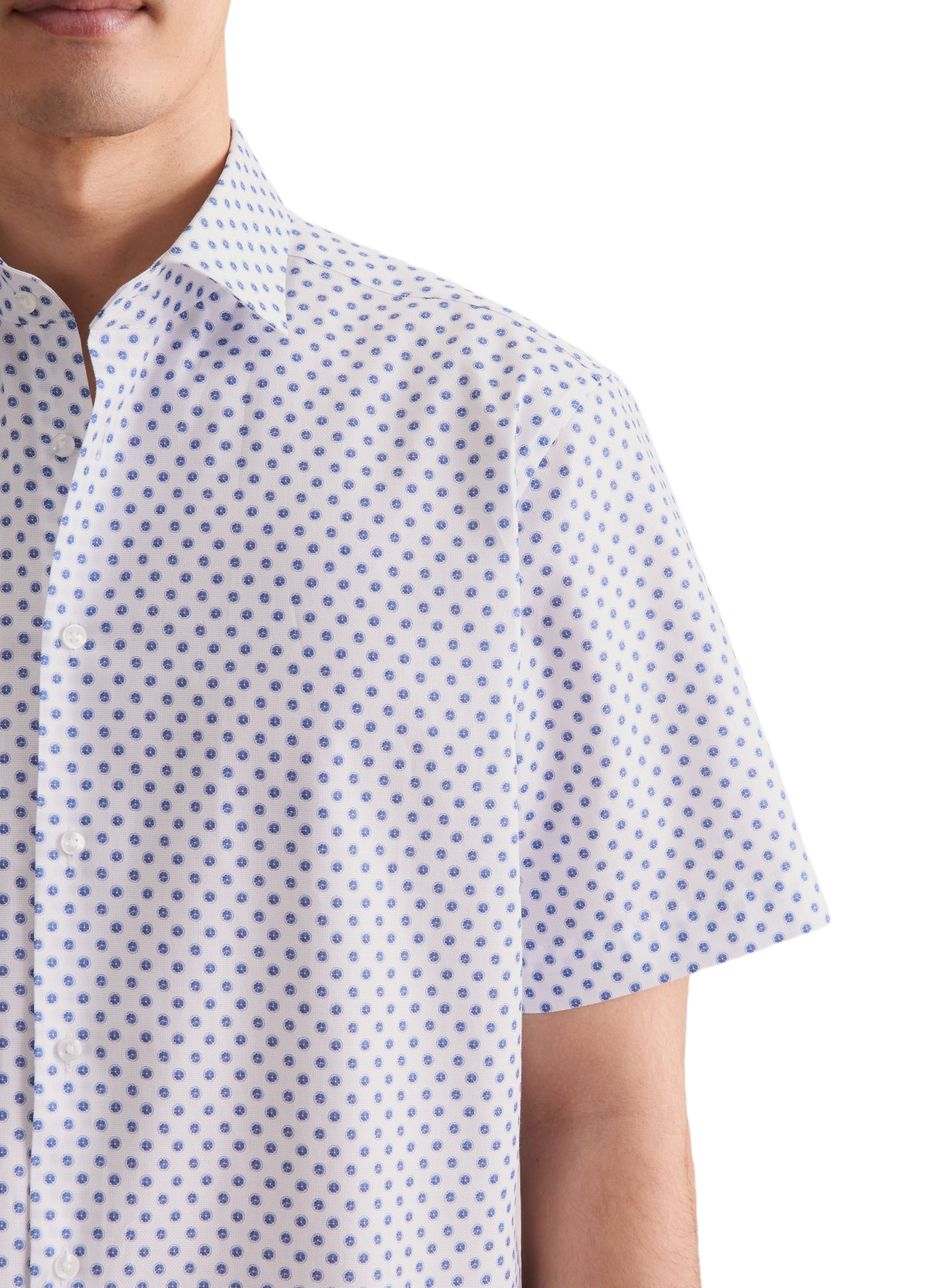 Chemise manches courtes imprimée en lin SEIDENSTICKER Bleu