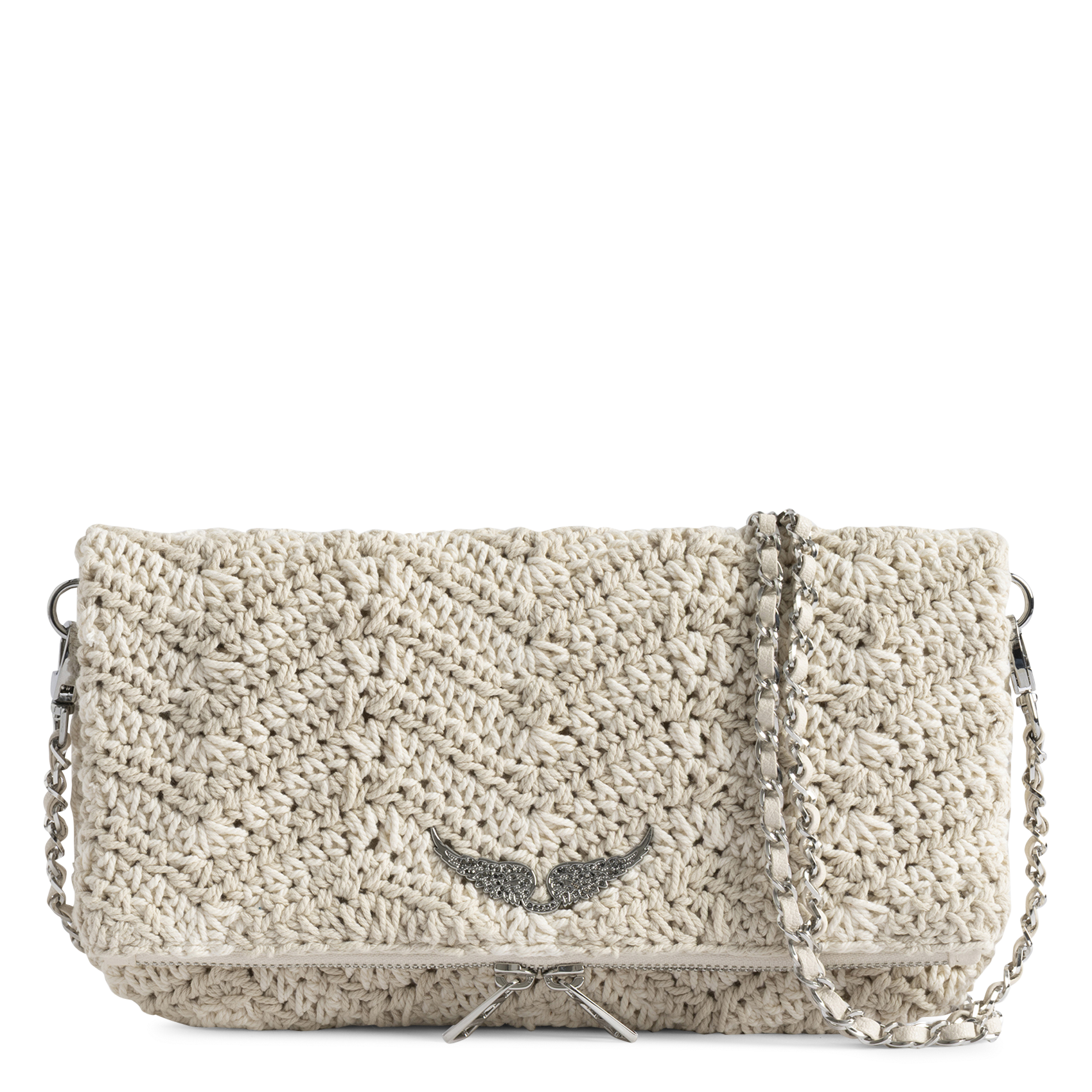 Pochette en coton macramé rock ZADIG&VOLTAIRE Wit