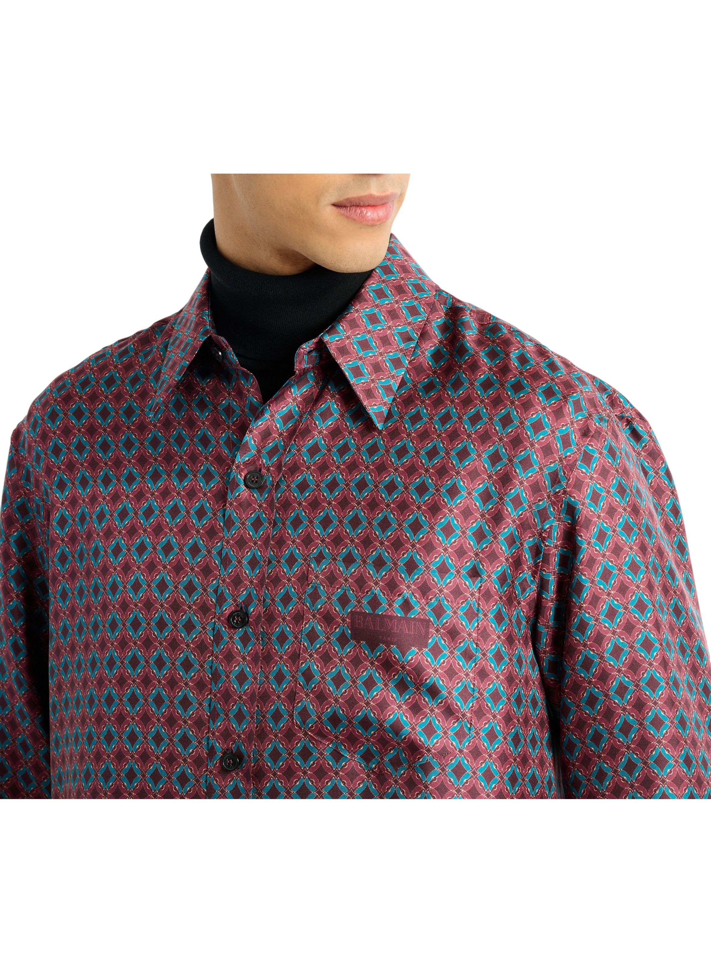 Chemise en soie imprimée BALMAIN Multicolore