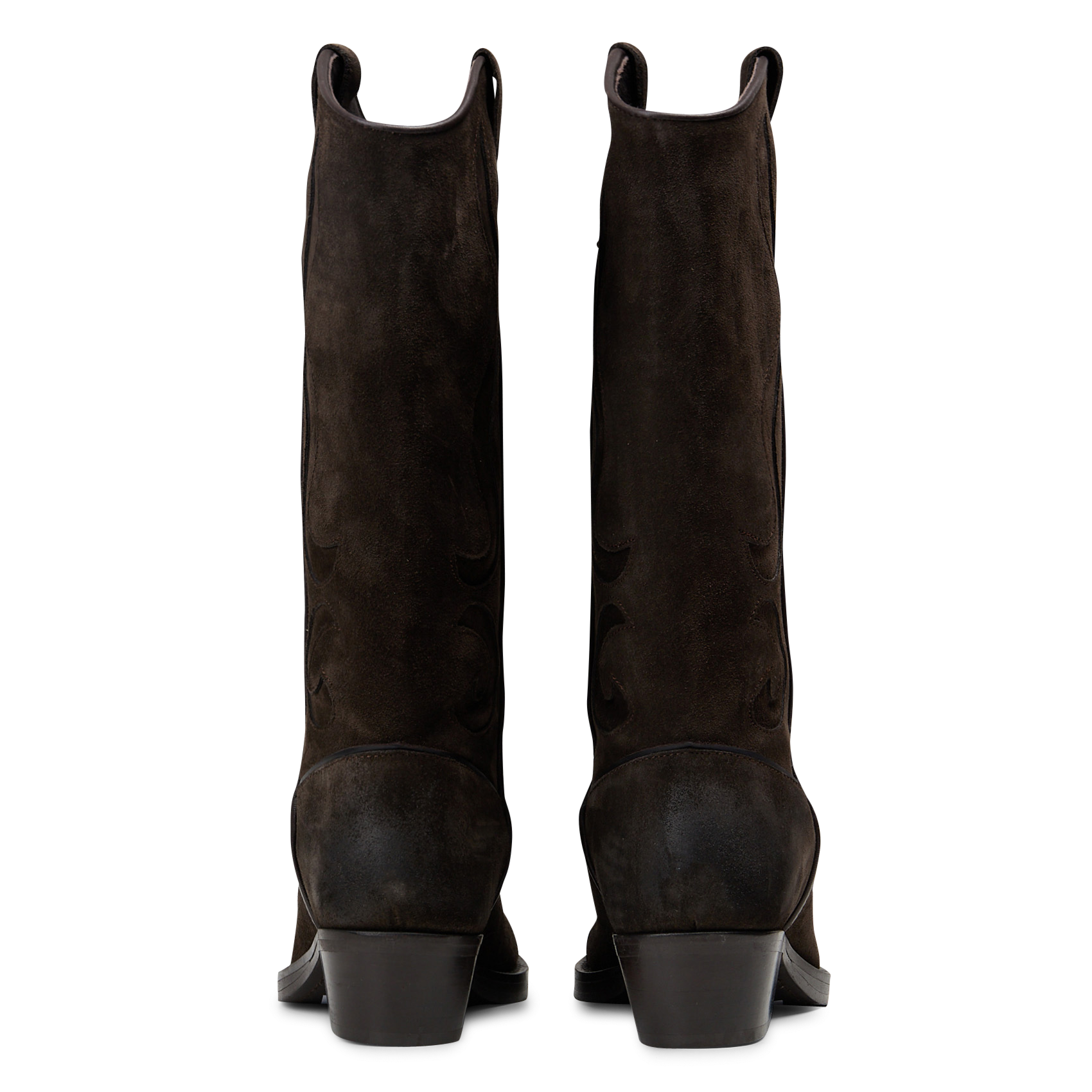 Bottes santiags en cuir velours IKKS Marron