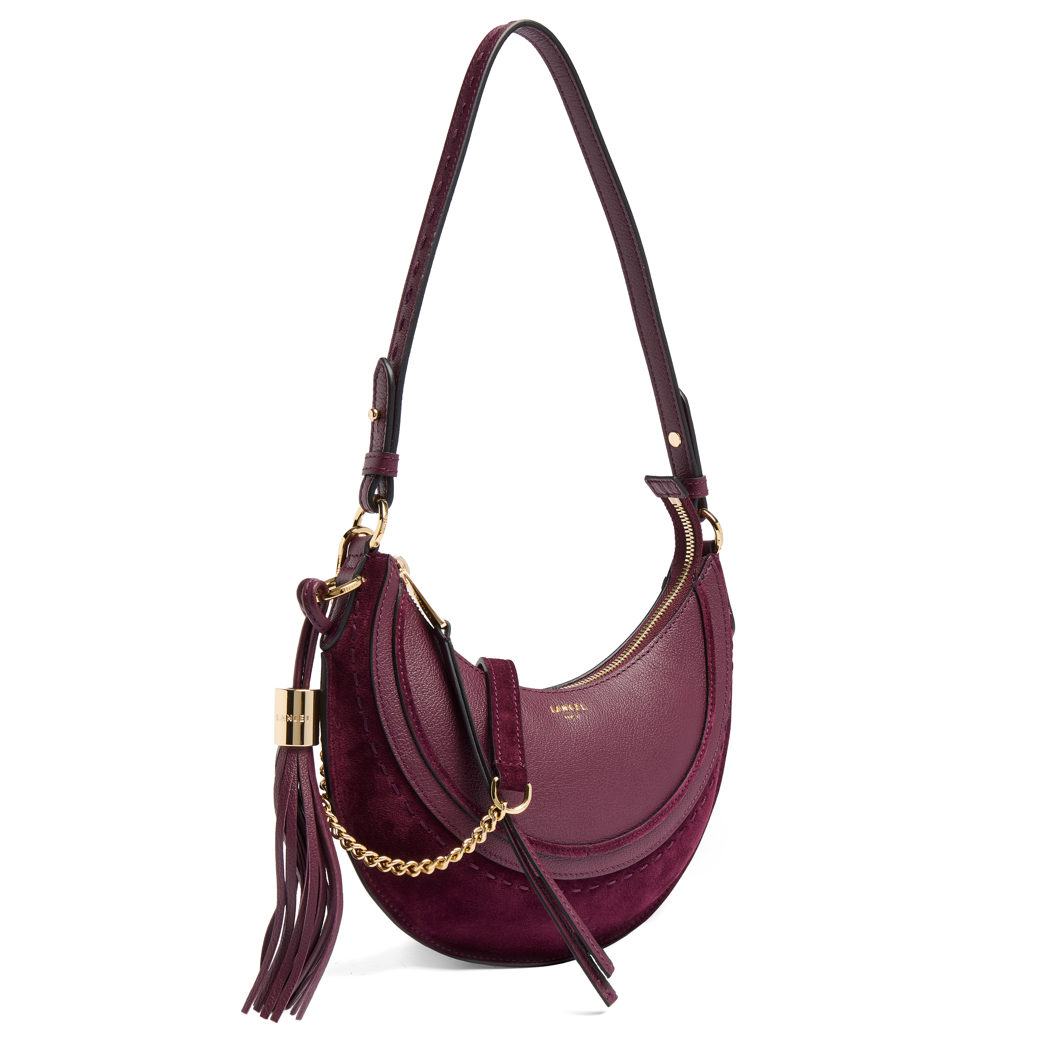 Sac hobo hoboheme de lancel en animation suede : cuirs de vachette suede & graine LANCEL Violet