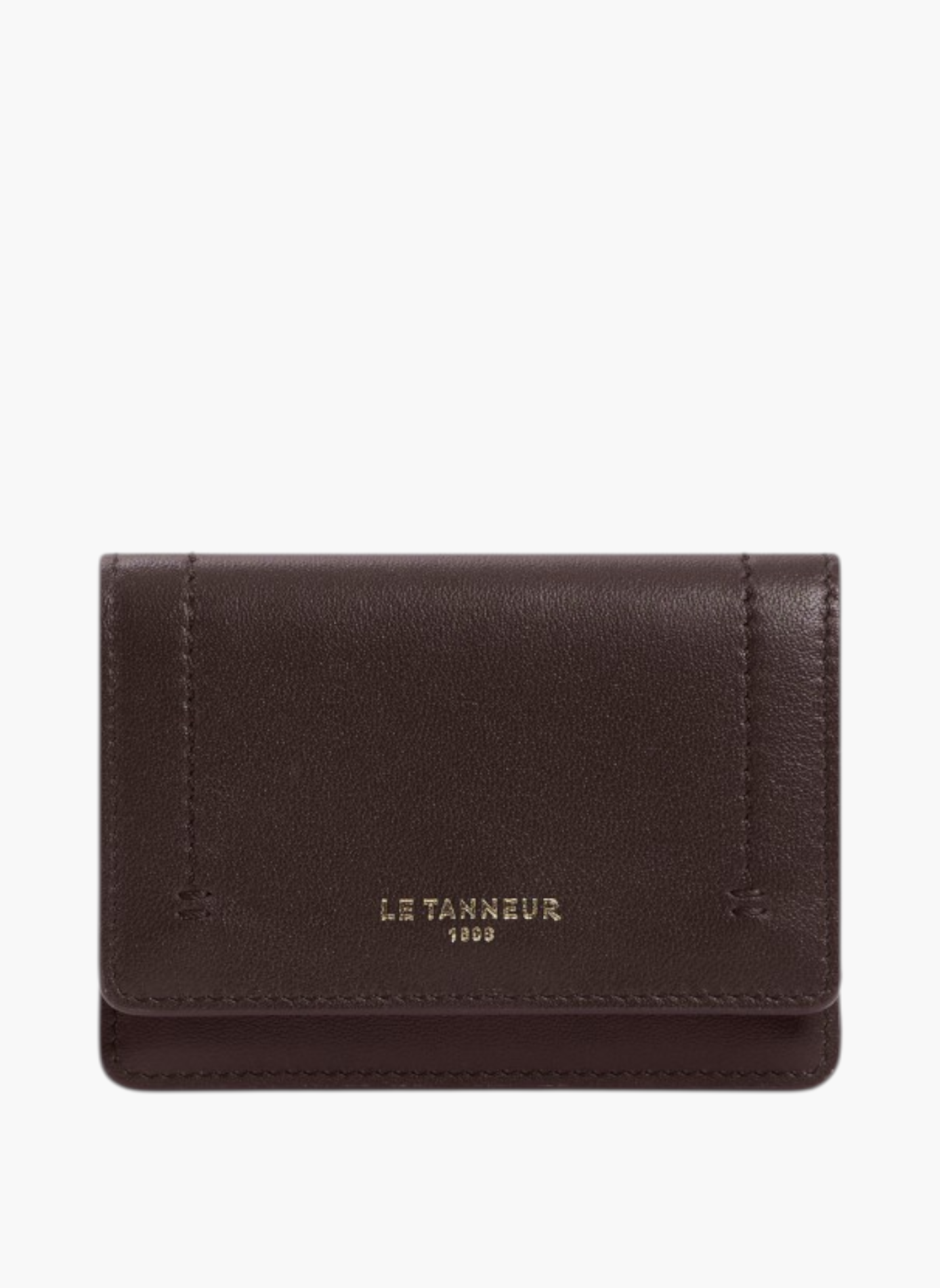 Petit porte cartes à rabat louison en cuir lisse LE TANNEUR Marron