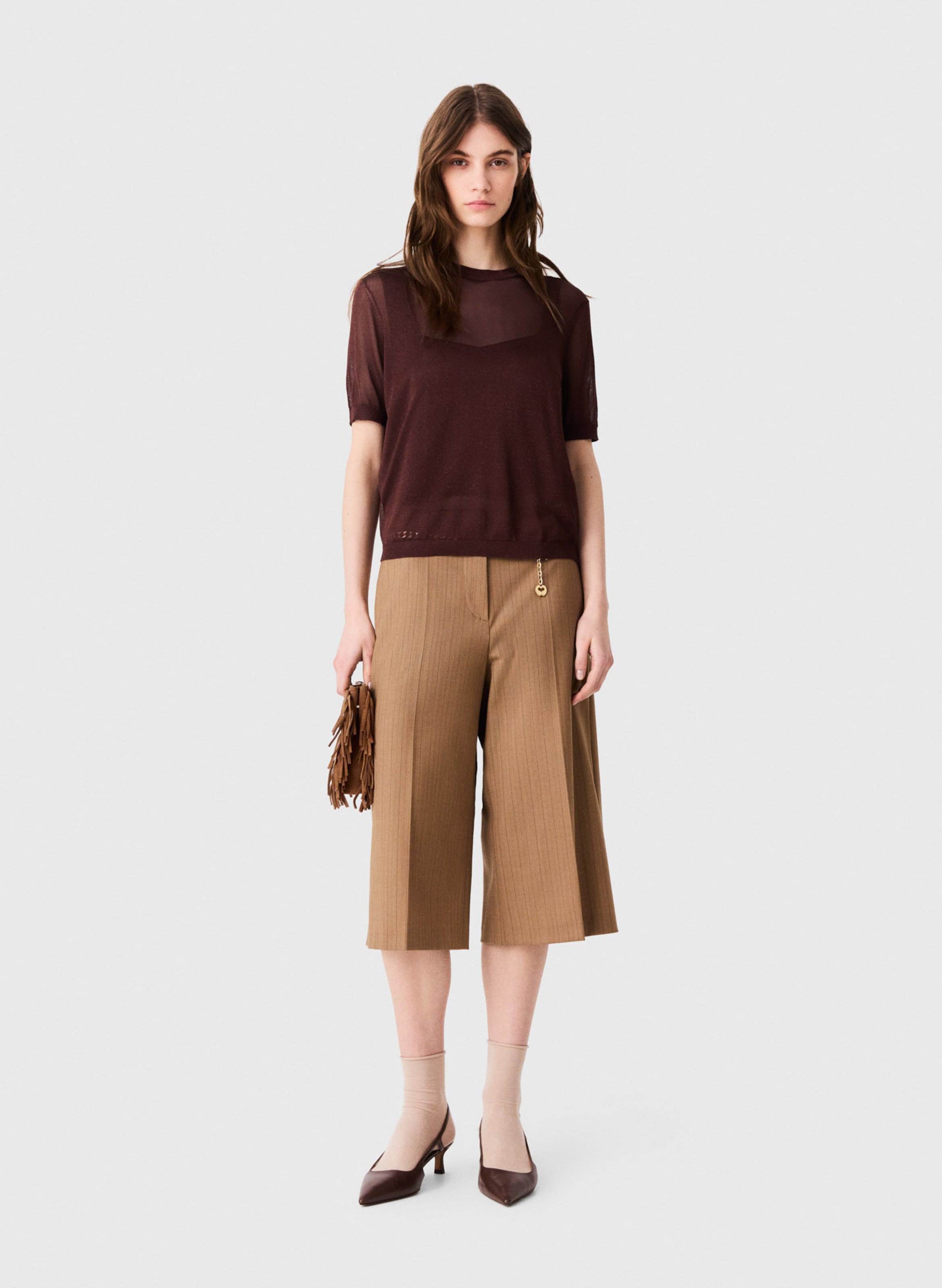 Tee-shirt droit métallisé MAJE Marron