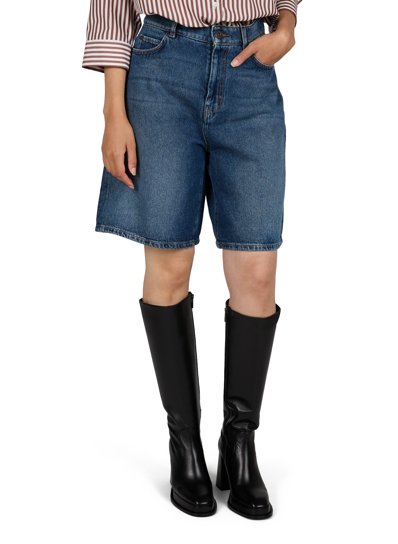 Gerade Baumwoll-Bermudas MAX MARA WEEK END Blau