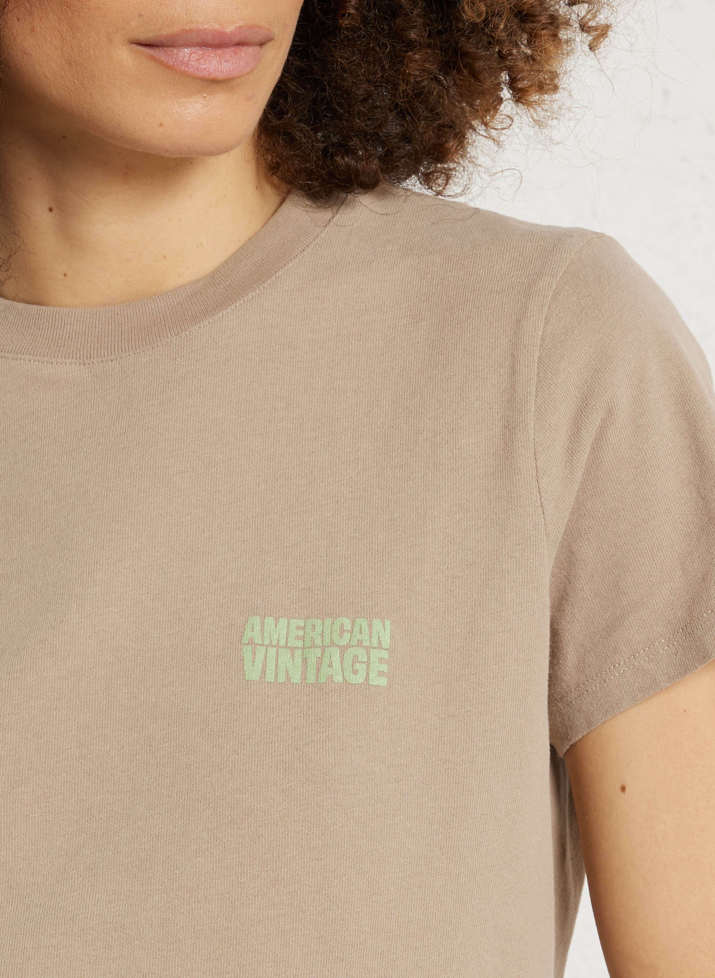Tee-shirt droit col rond en coton ykobow | Marron AMERICAN VINTAGE Femme