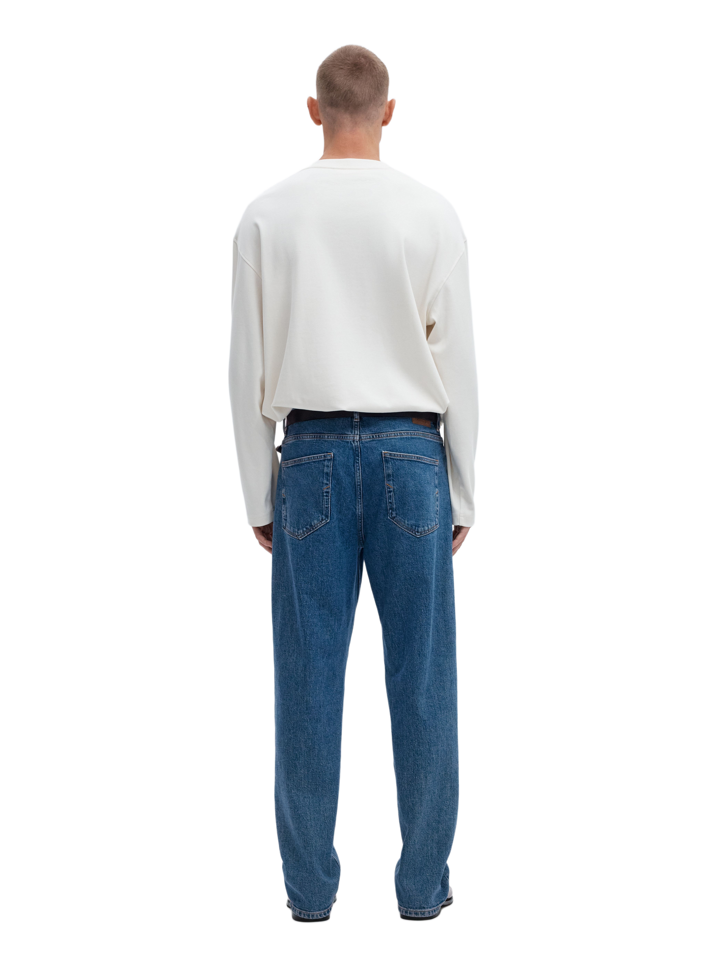 Rechte jeans van gemengd katoen SELECTED Blauw