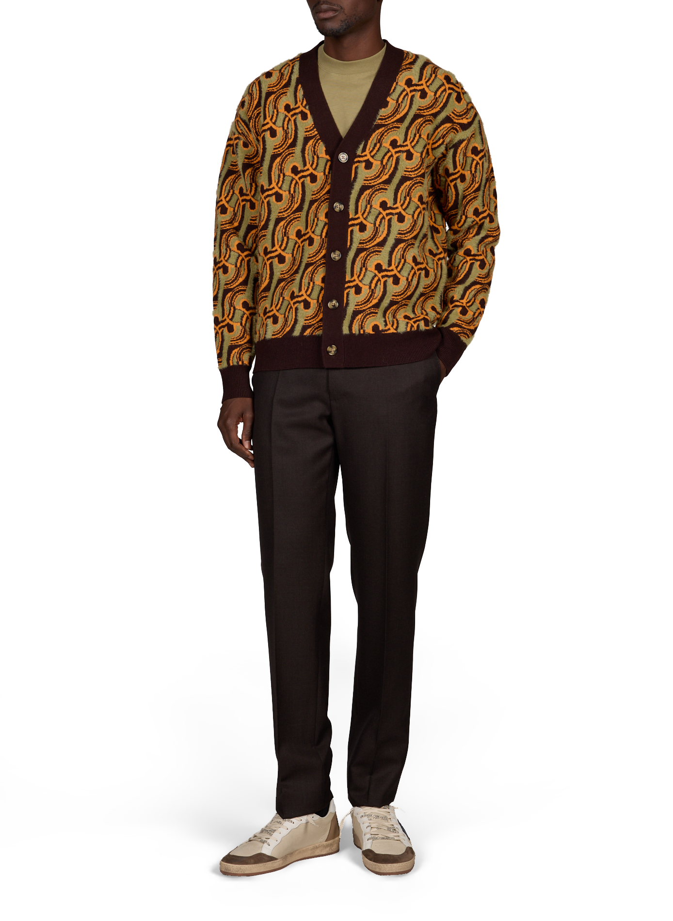 Cardigan D Miroir Abstrait DROLE DE MONSIEUR Kaki