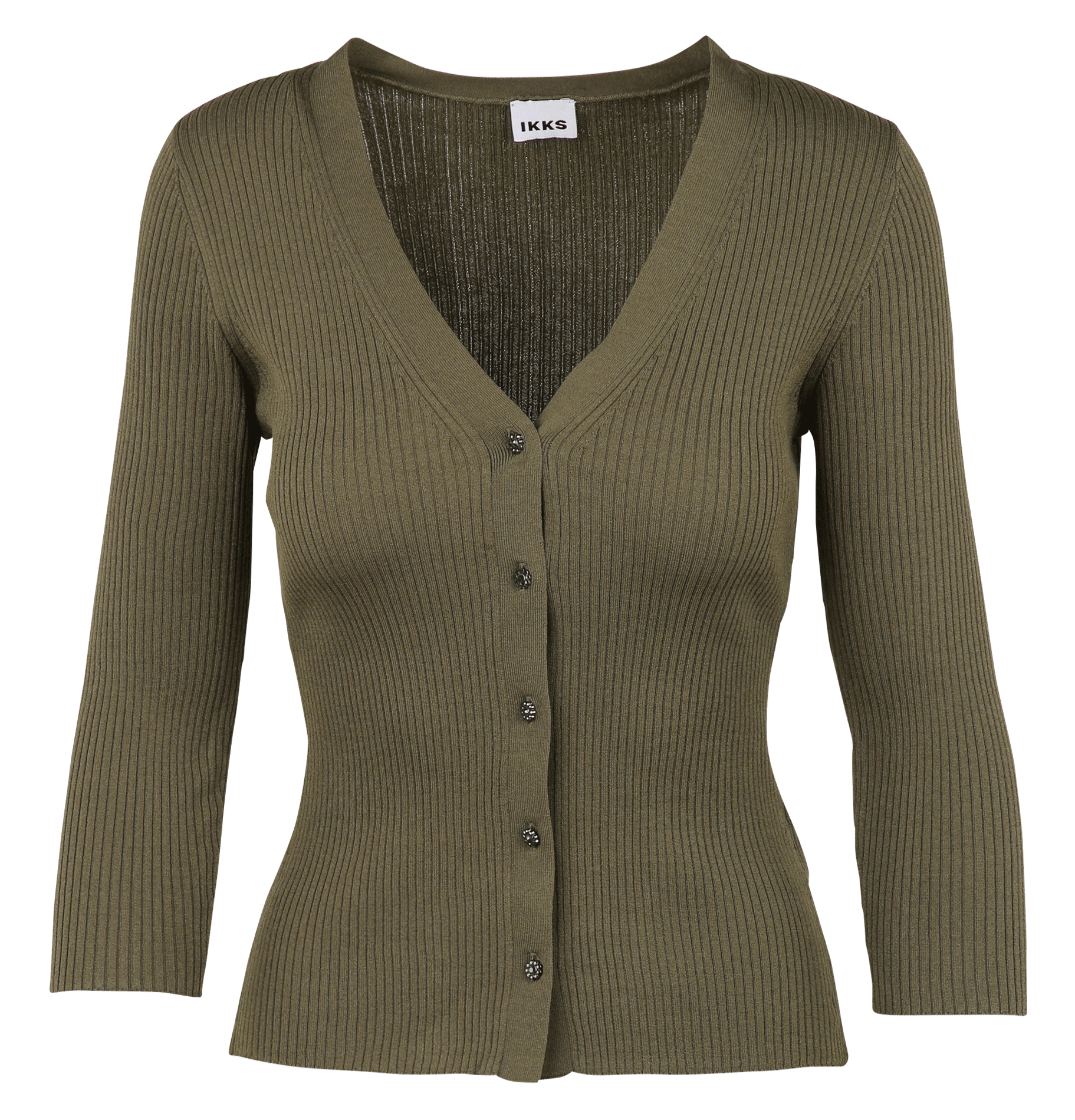 Cardigan boutonné col v IKKS Kaki