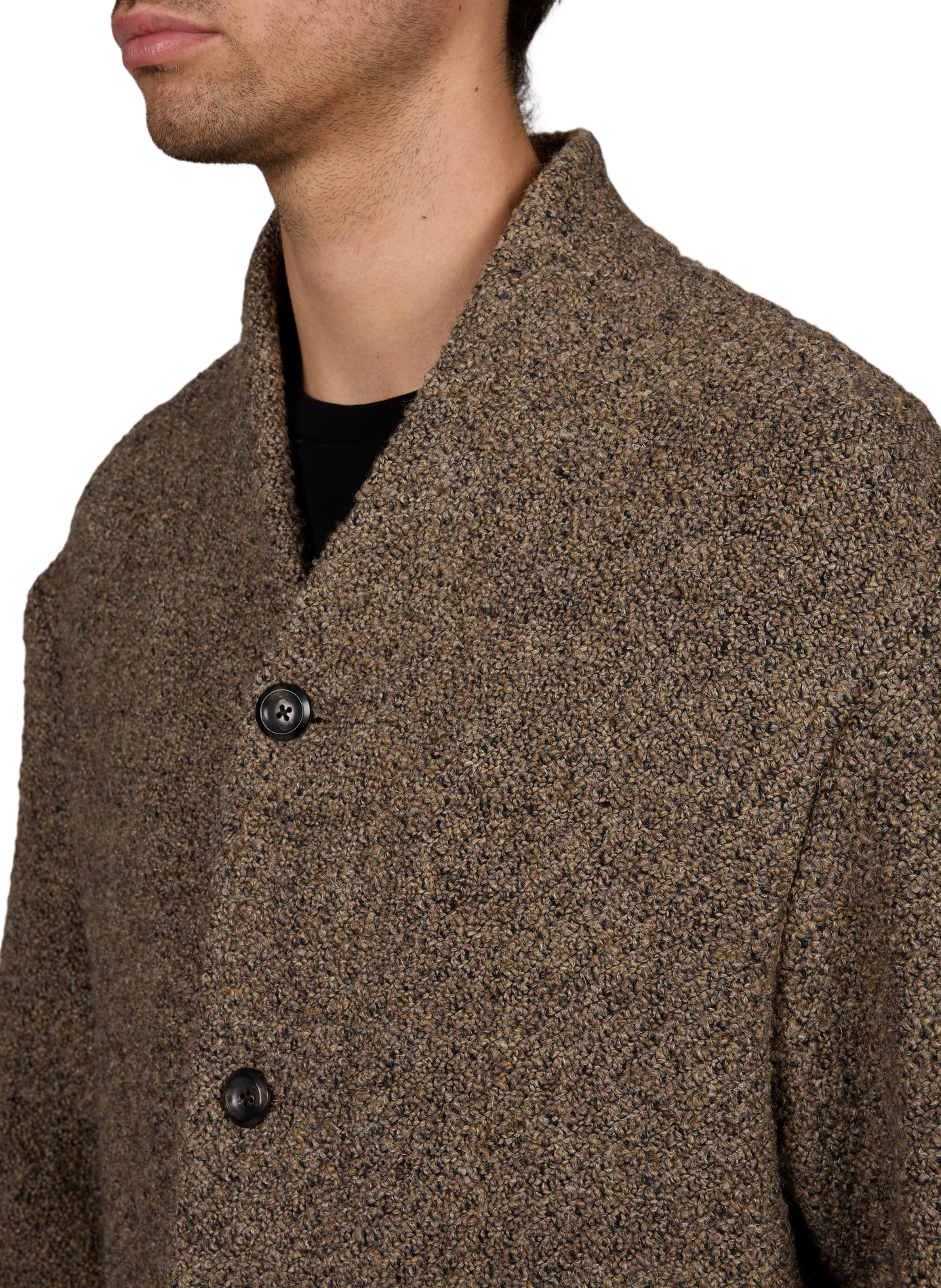 Textured V-neck wool blend blazer EMPORIO ARMANI Brown