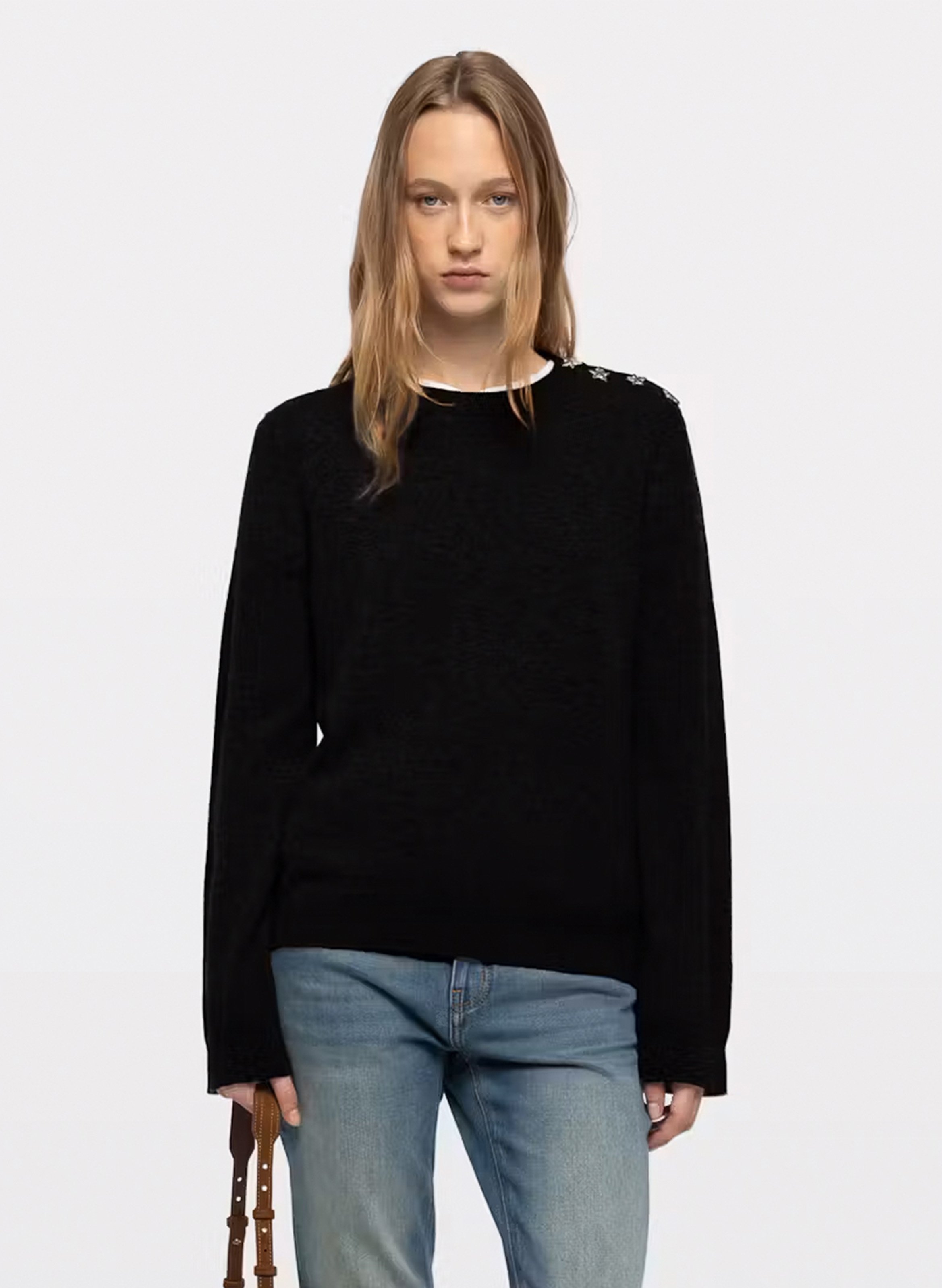 Pull droit col rond en cachemire cara ZADIG&VOLTAIRE Noir