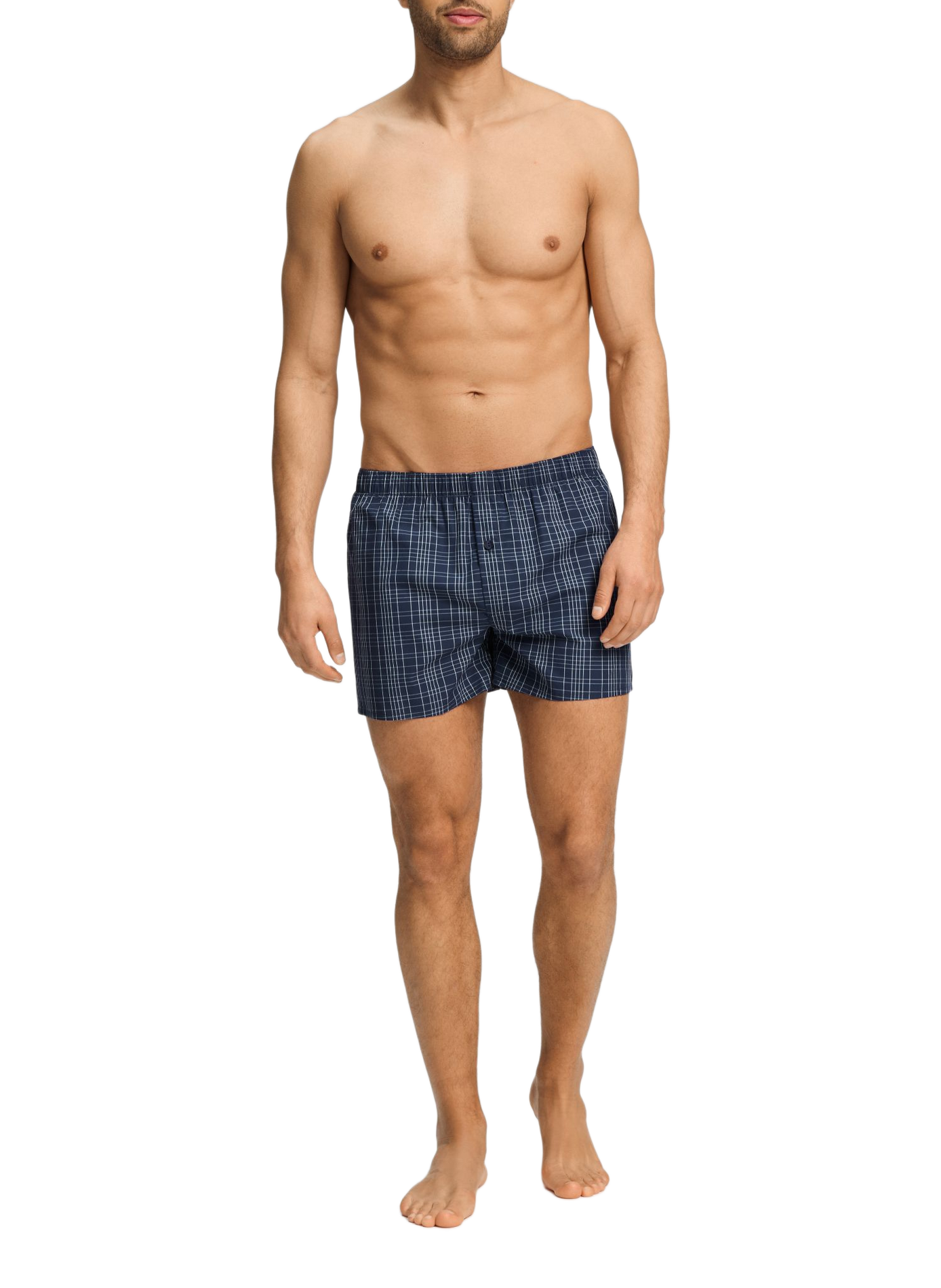 Bedrukte katoenen boxershort | Blauw HANRO Heren