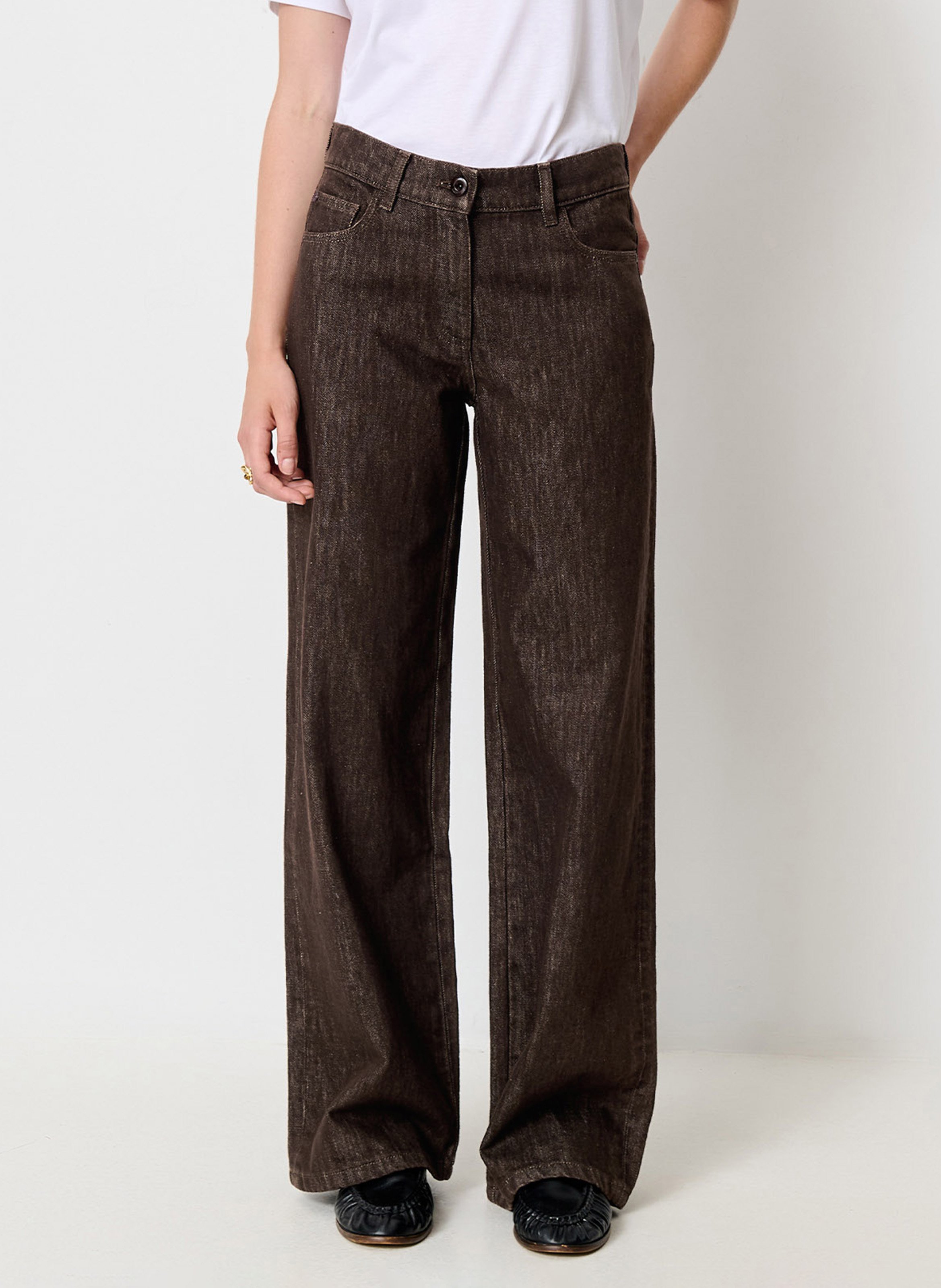 Jean droit en coton line SESSUN Marron