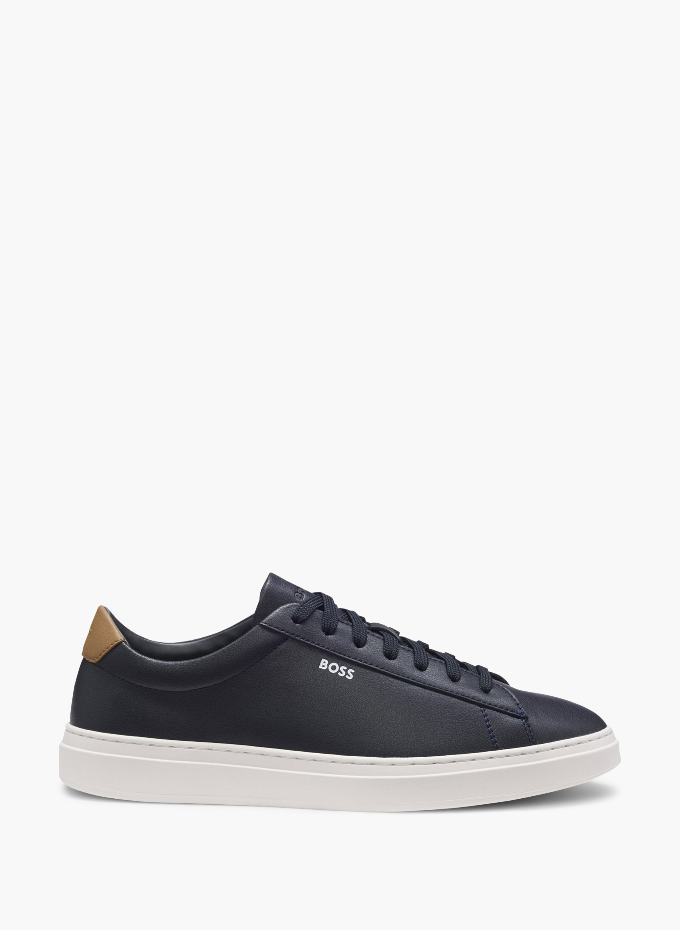 Baskets basses unies en cuir BOSS Bleu