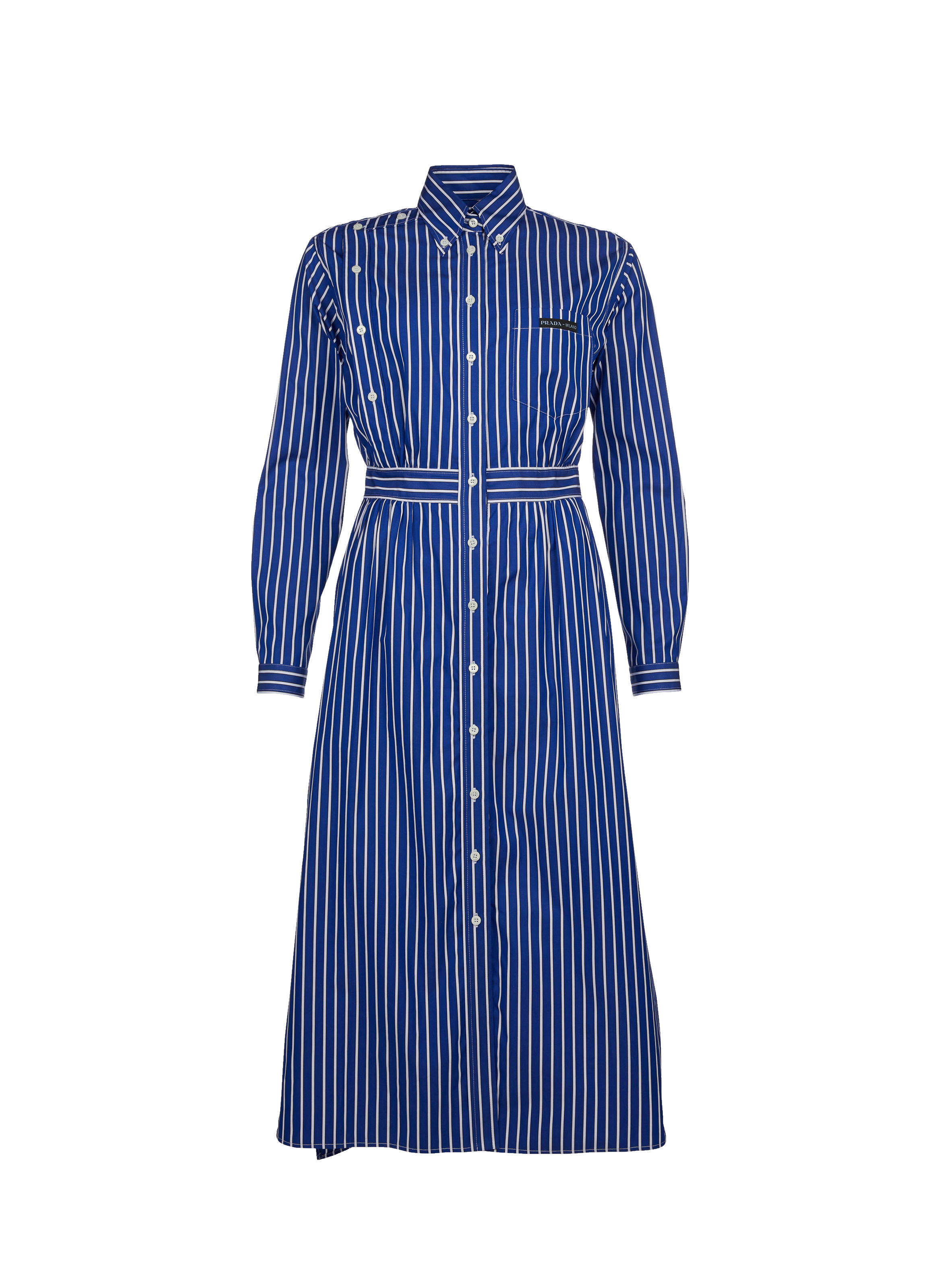 PRADA Buttoned cotton Midi dress Blue