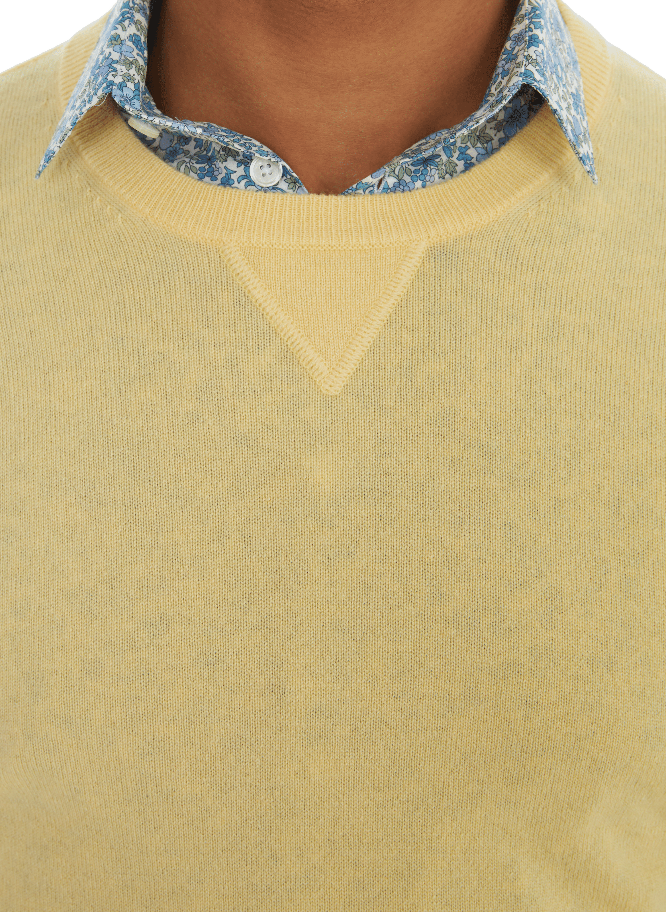 Pull col rond en cachemire AU PRINTEMPS PARIS Jaune