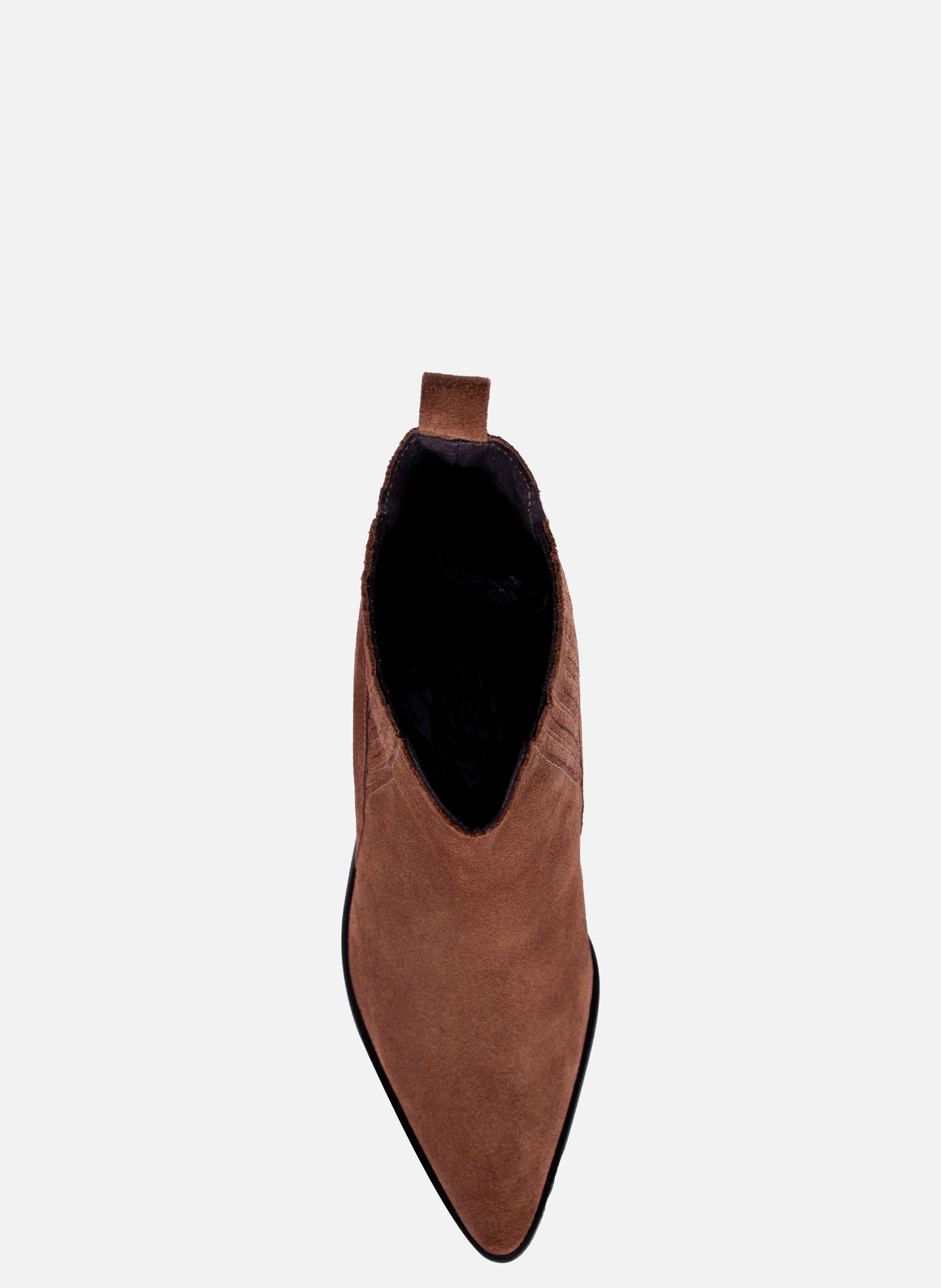 Bottines santiag cuir daim JULES & JENN Marron