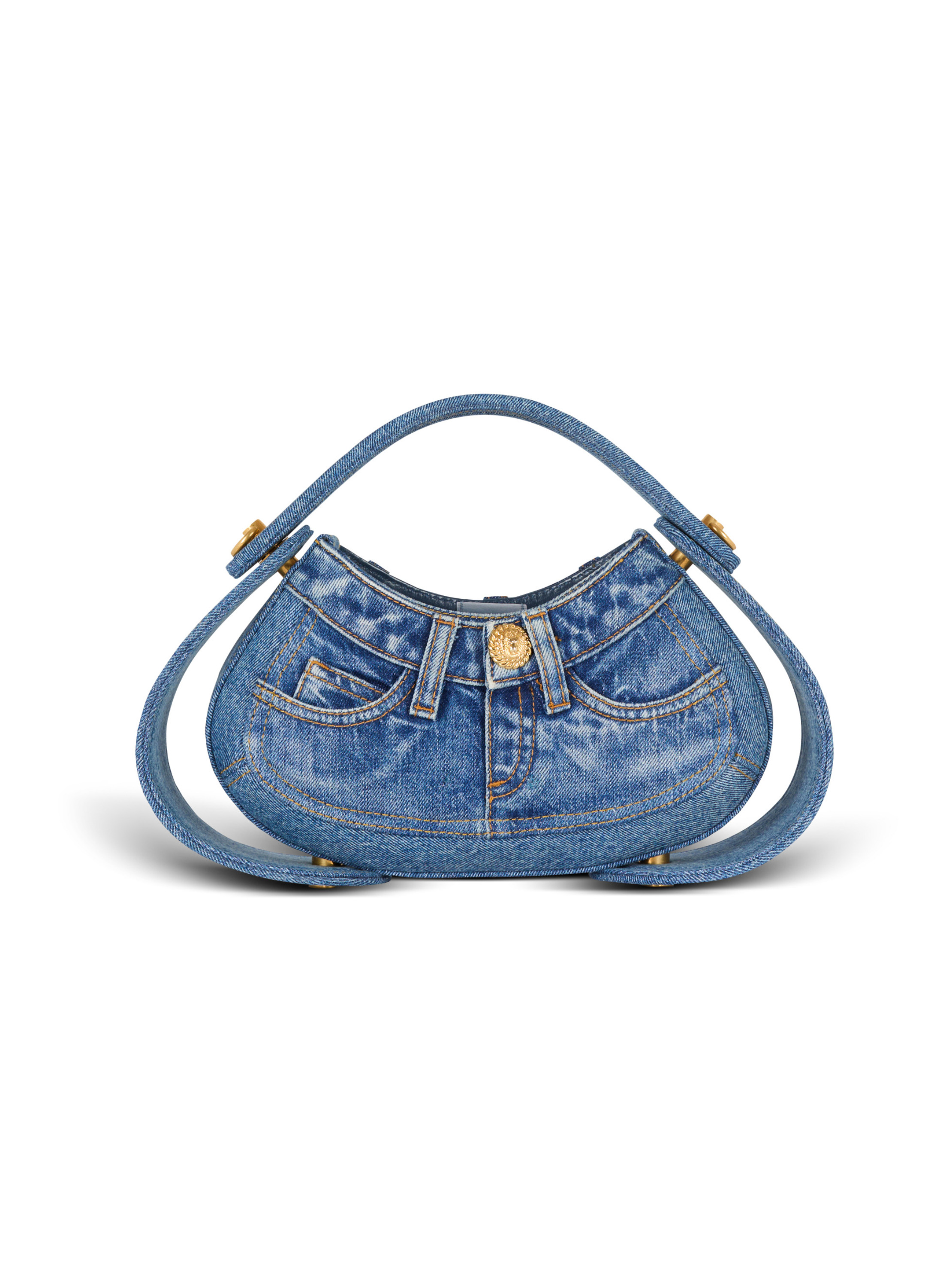 Sac jolie madame medium en denim BALMAIN Bleu