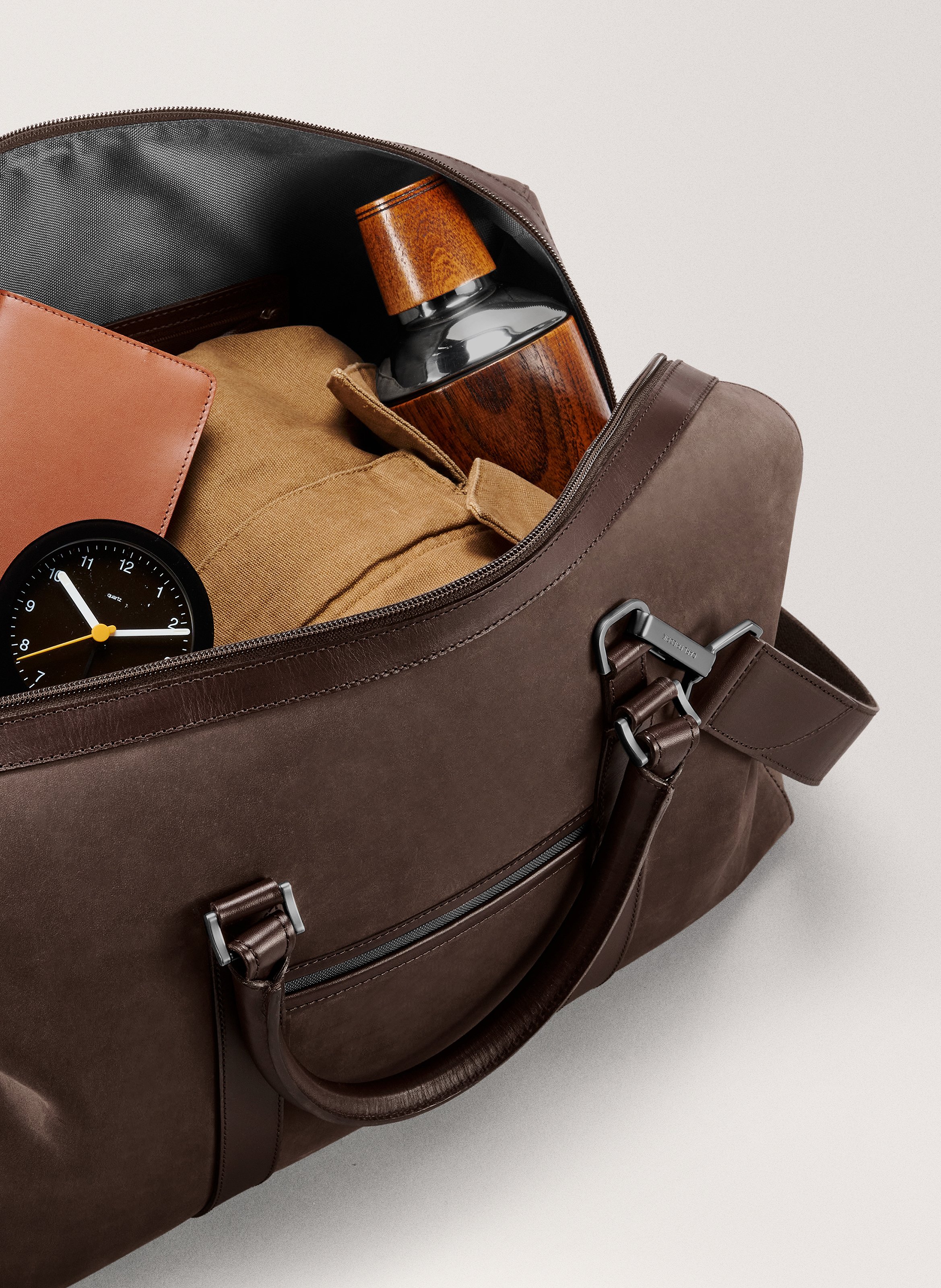 Sac de week-end 'compact weekender' en cuir nubuck CARL FRIEDRIK Marron