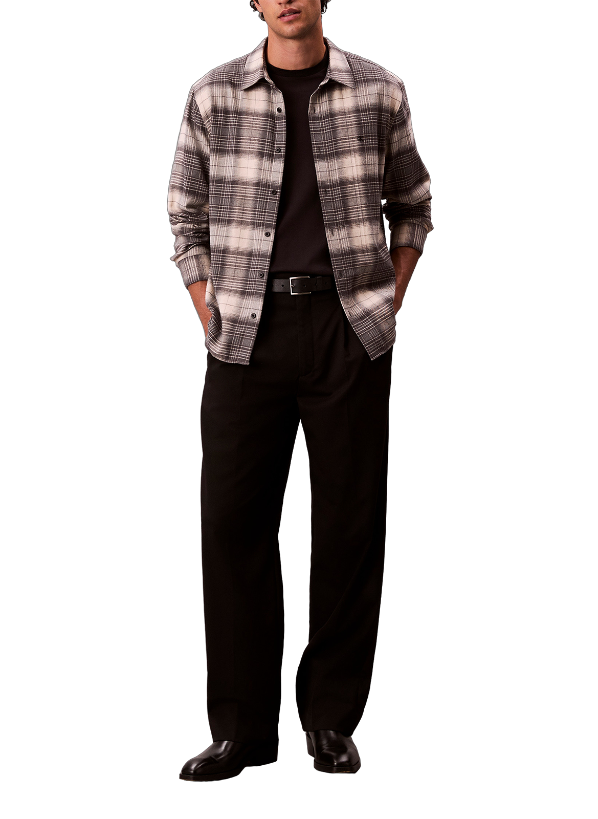 Chemise à carreaux en coton CALVIN KLEIN Noir