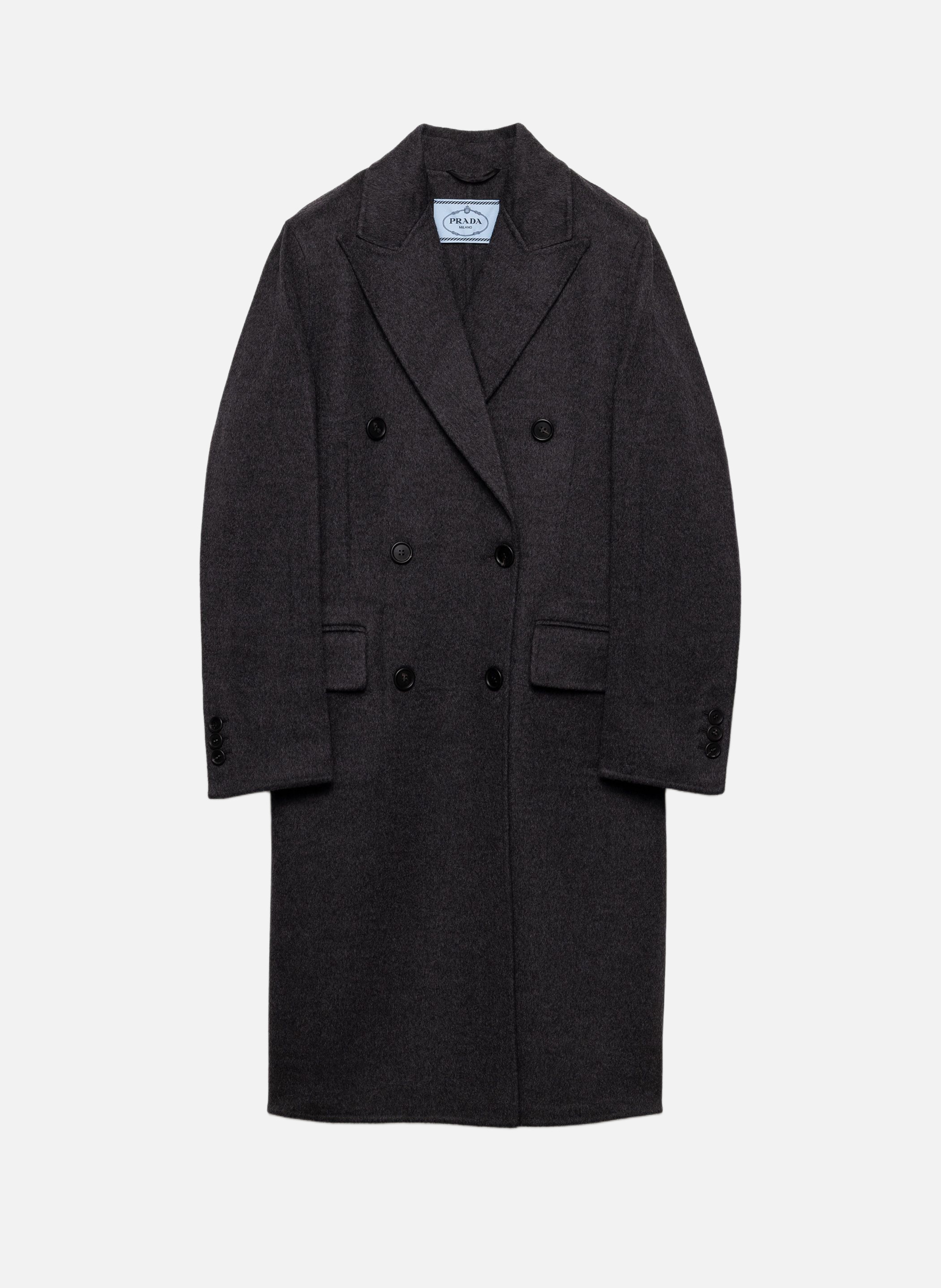 Manteau croisé en cachemire double et laine PRADA Gris