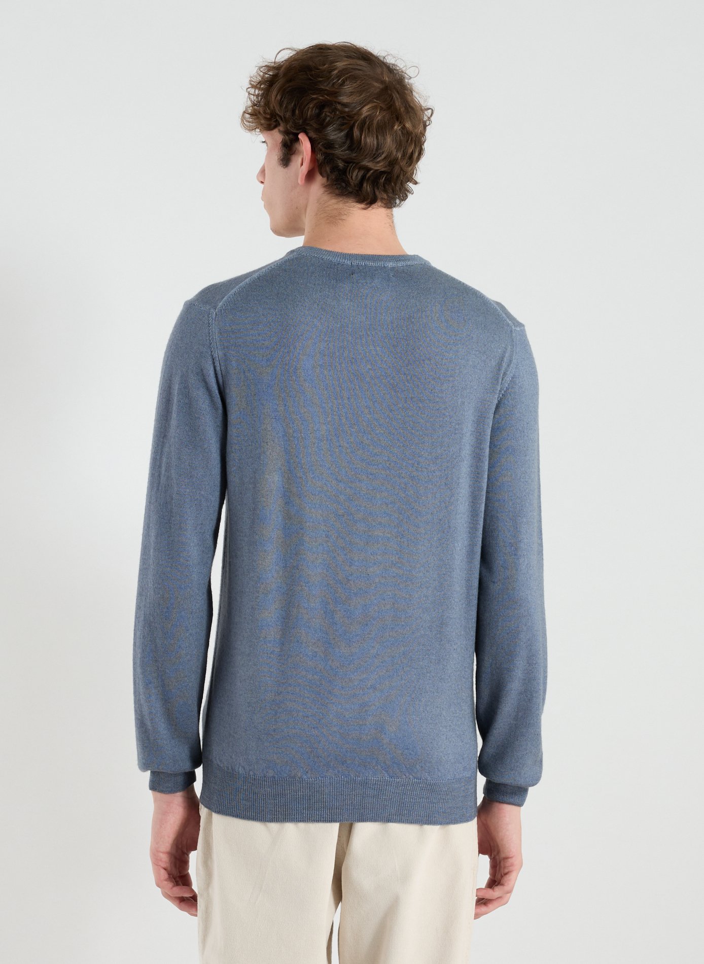 Pull col rond en laine WOOLRICH Bleu