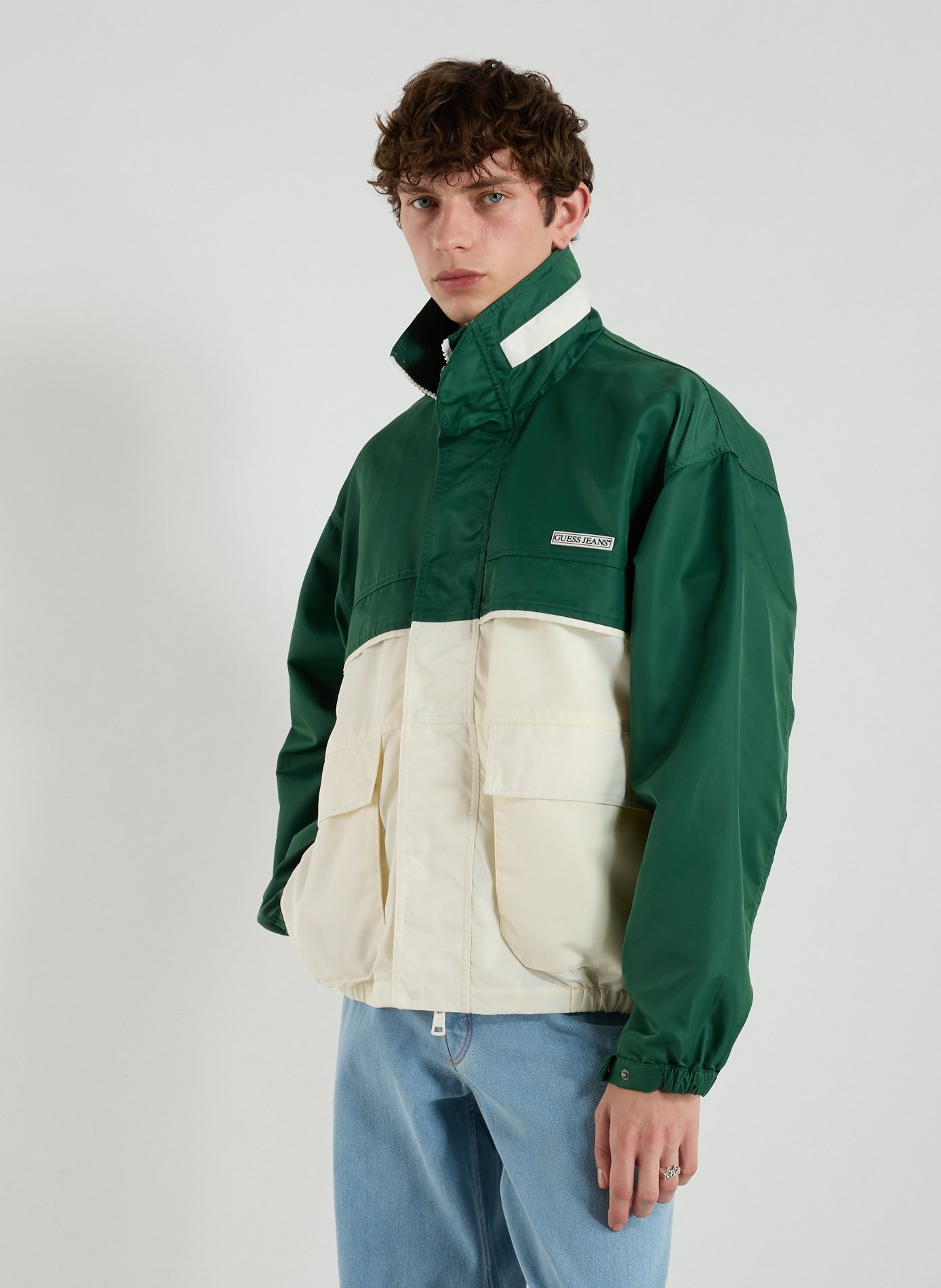 GUESS Windbreaker jacket with hood Green