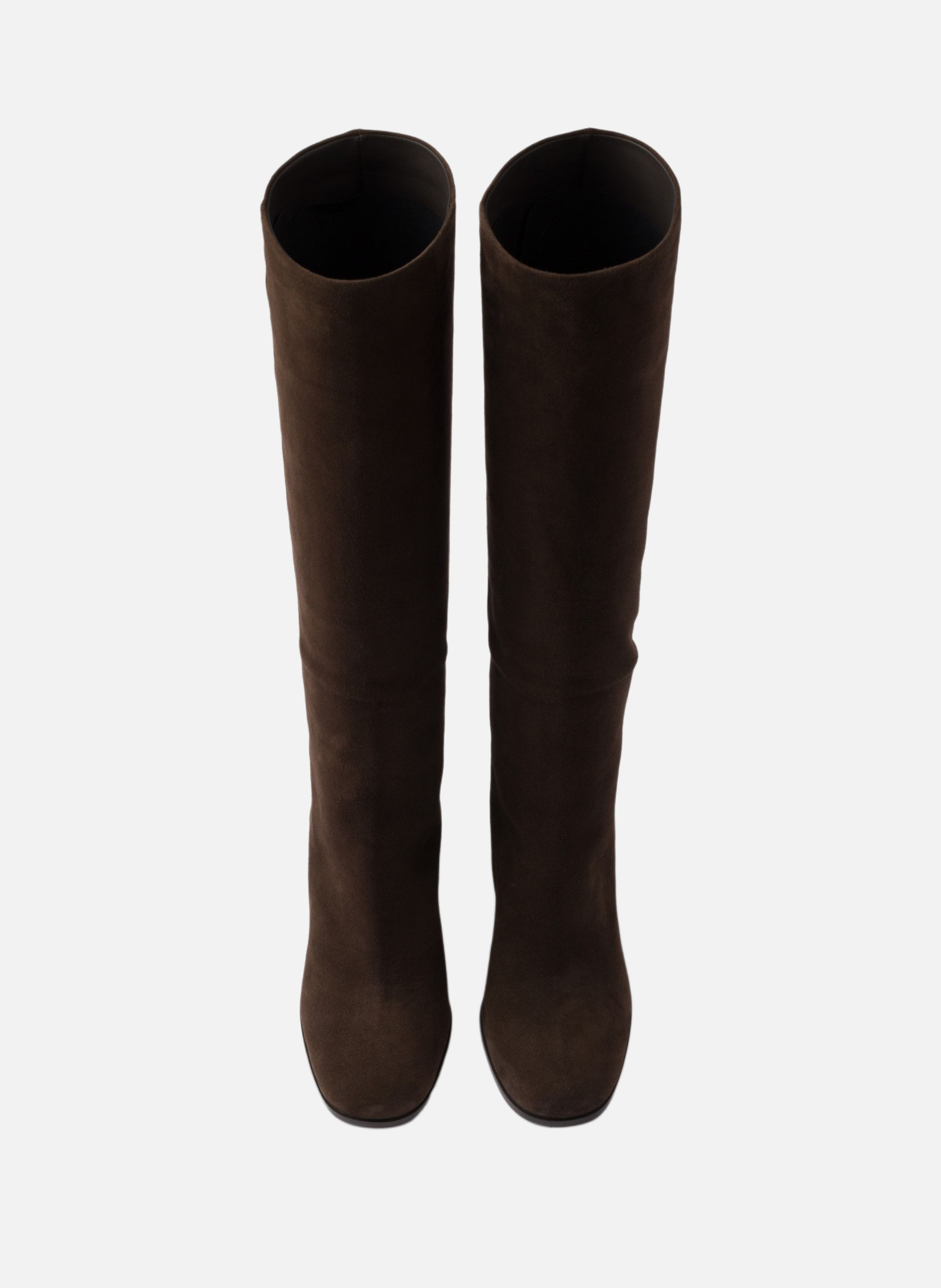 Bottes à talon en veau velours PRADA Marron