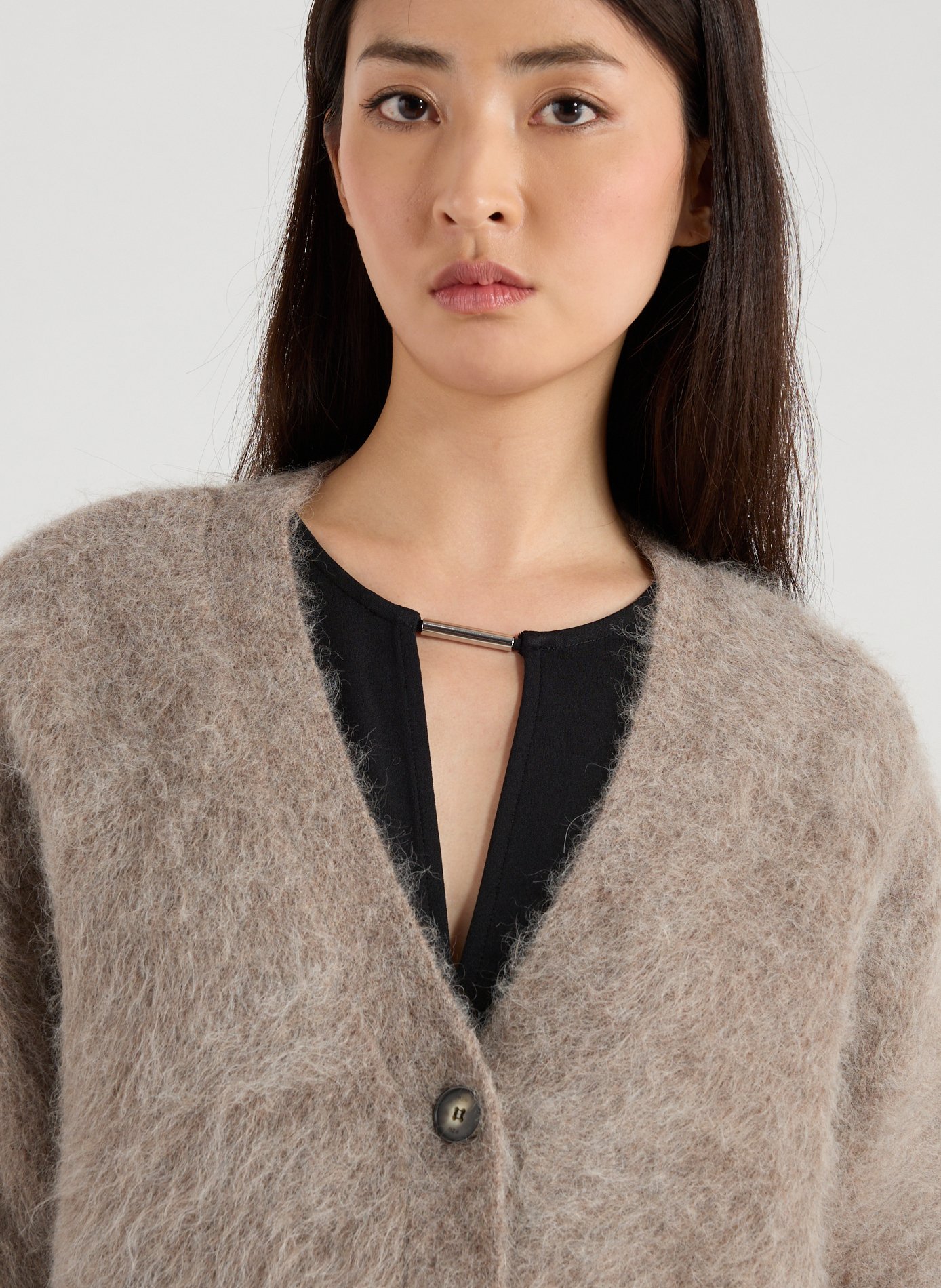 Cardigan en alpaga mélangé R2W Marron