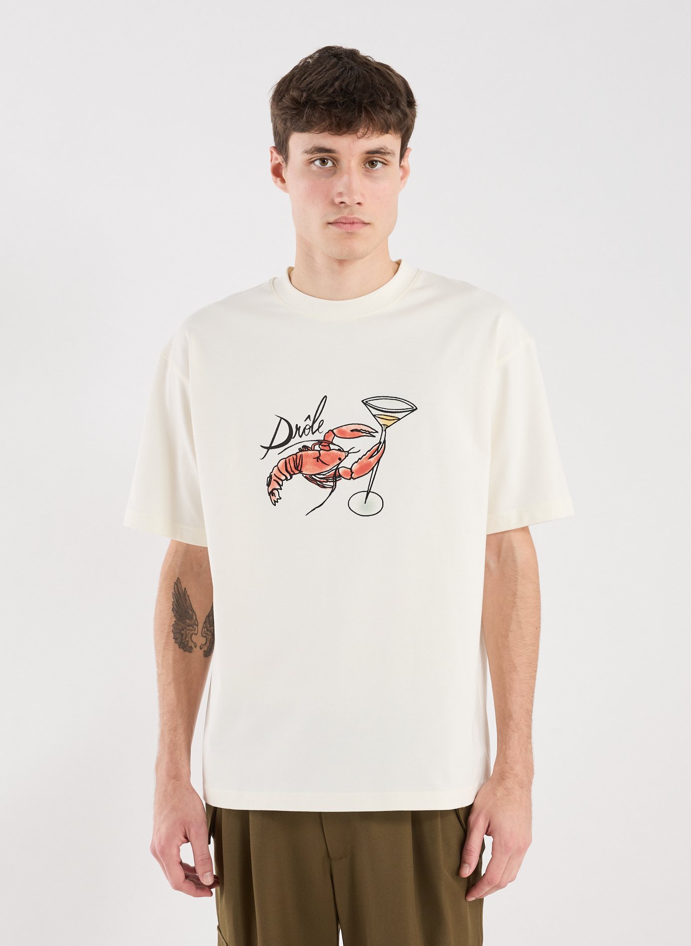 Le T-shirt Homard en coton DROLE DE MONSIEUR Beige