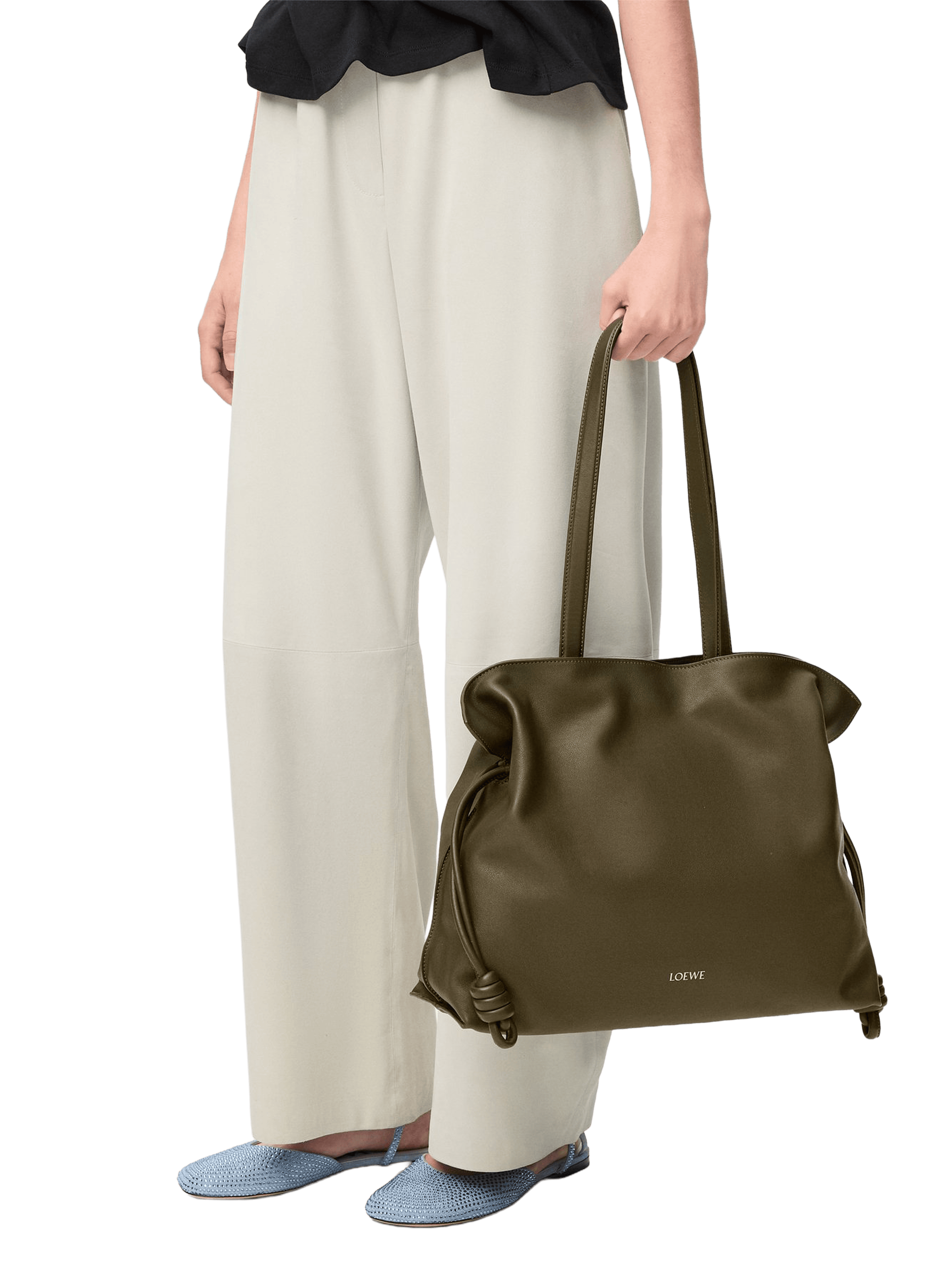 Flamenco clutch Large model in nappa calf leather LOEWE Khaki