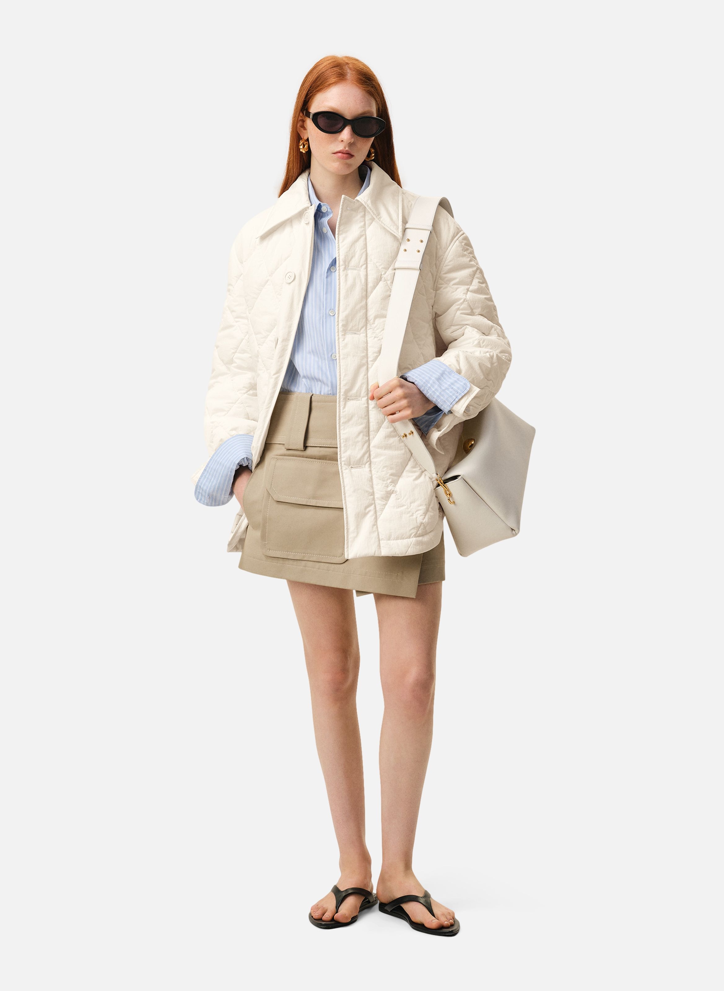 Veste boutonnée rembourrée unisexe en nylon AMI PARIS Blanc