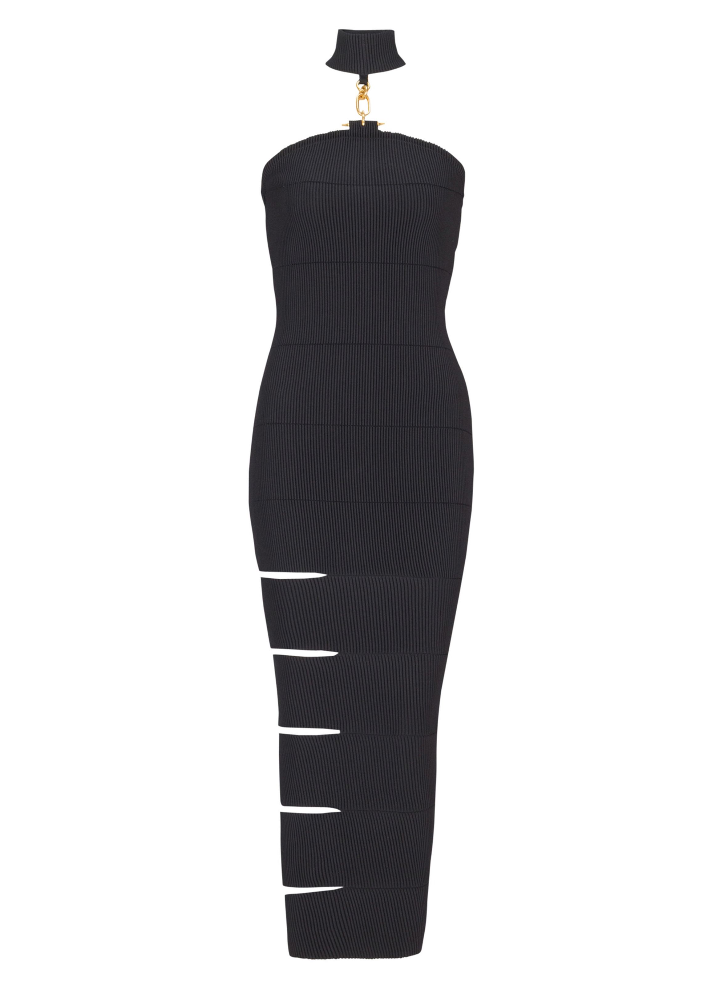 Robe longue sans manche avec détail bijou BALMAIN Noir
