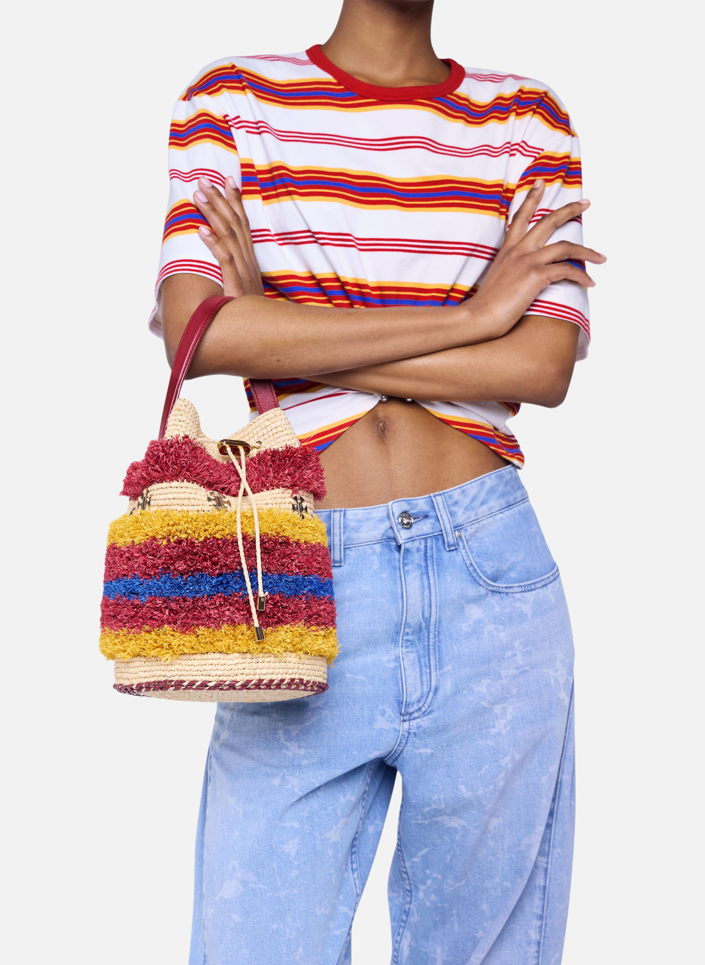 Sac sceau en raphia RABANNE Rouge