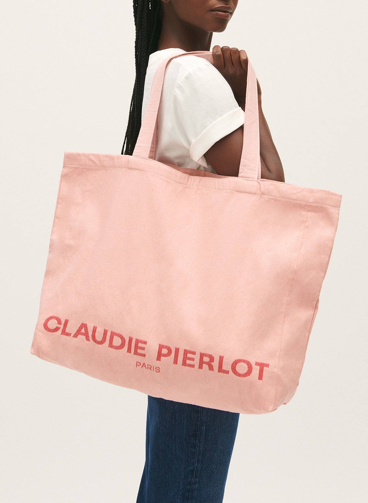 Sac cabas en coton recyclé CLAUDIE PIERLOT Rose