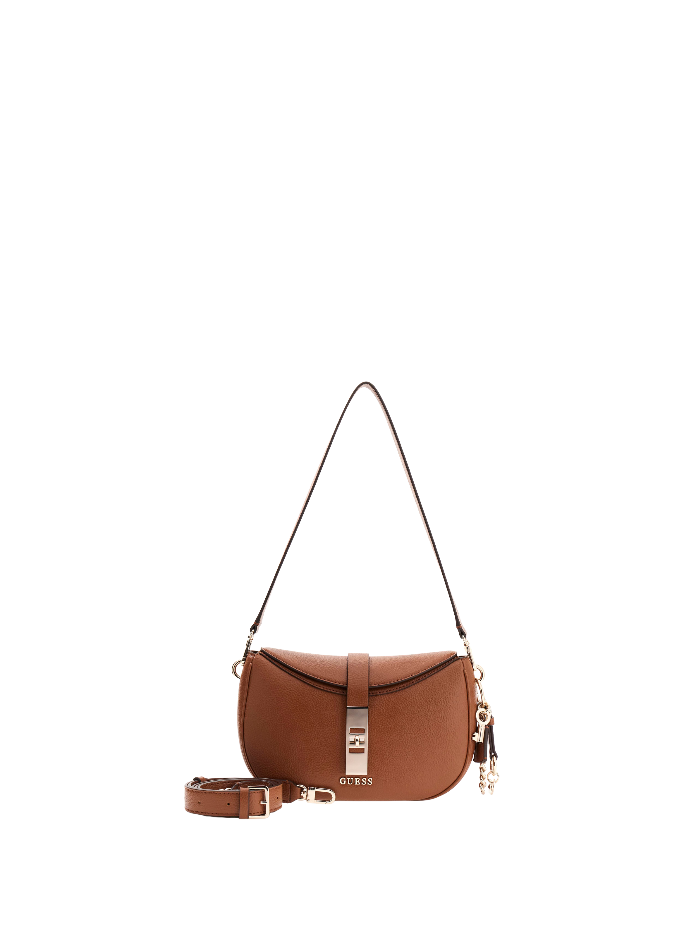 Sac à bandoulière avec charms effet cuir GUESS Marron