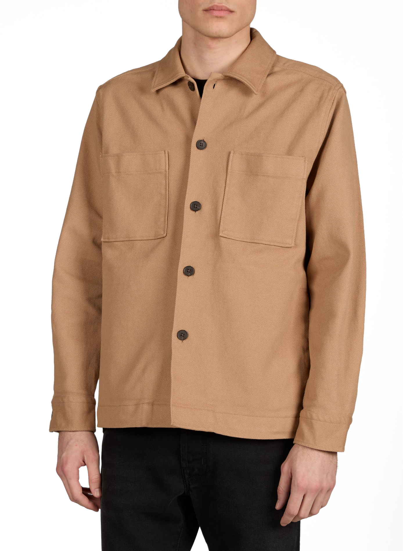 Jacket with classic collar in mixed cotton piqué STRELLSON Brown