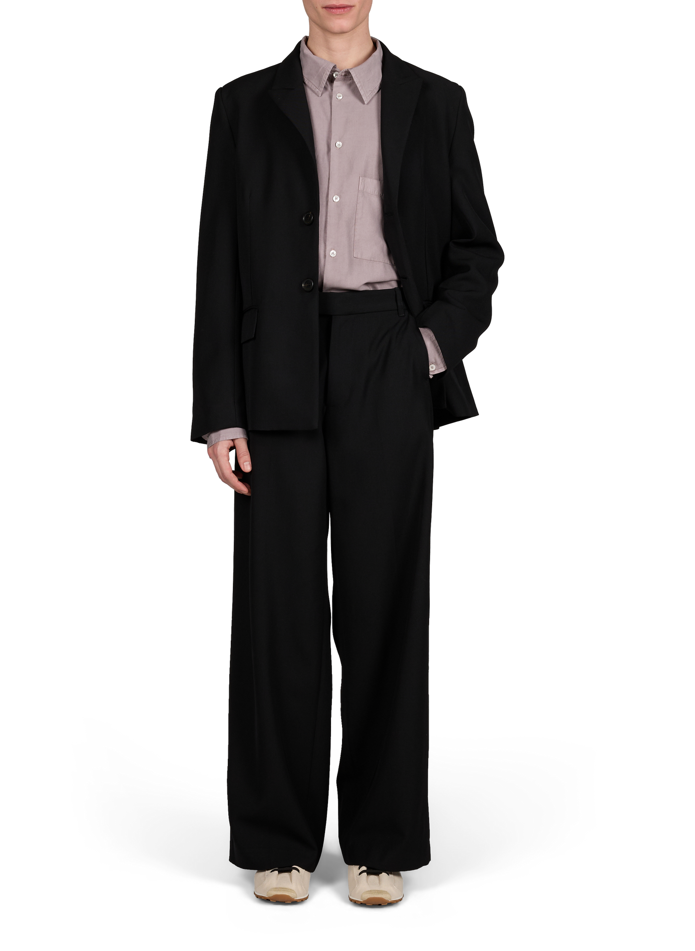 Solid straight blazer WON HUNDRED Black