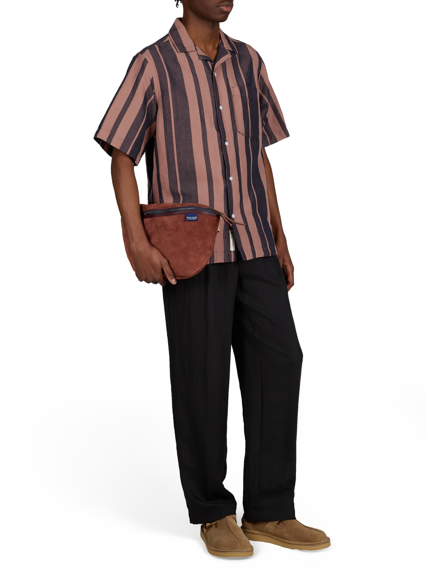 Sac banane New Beat XL en cuir de vache suédé BLEU DE CHAUFFE Rouge